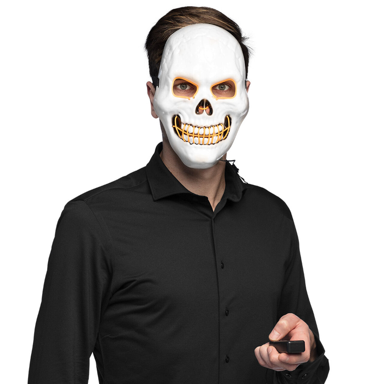 Op deze afbeelding zie je een Accessoires, van het merk Boland. Masker Met Licht Grijnzend Schedel