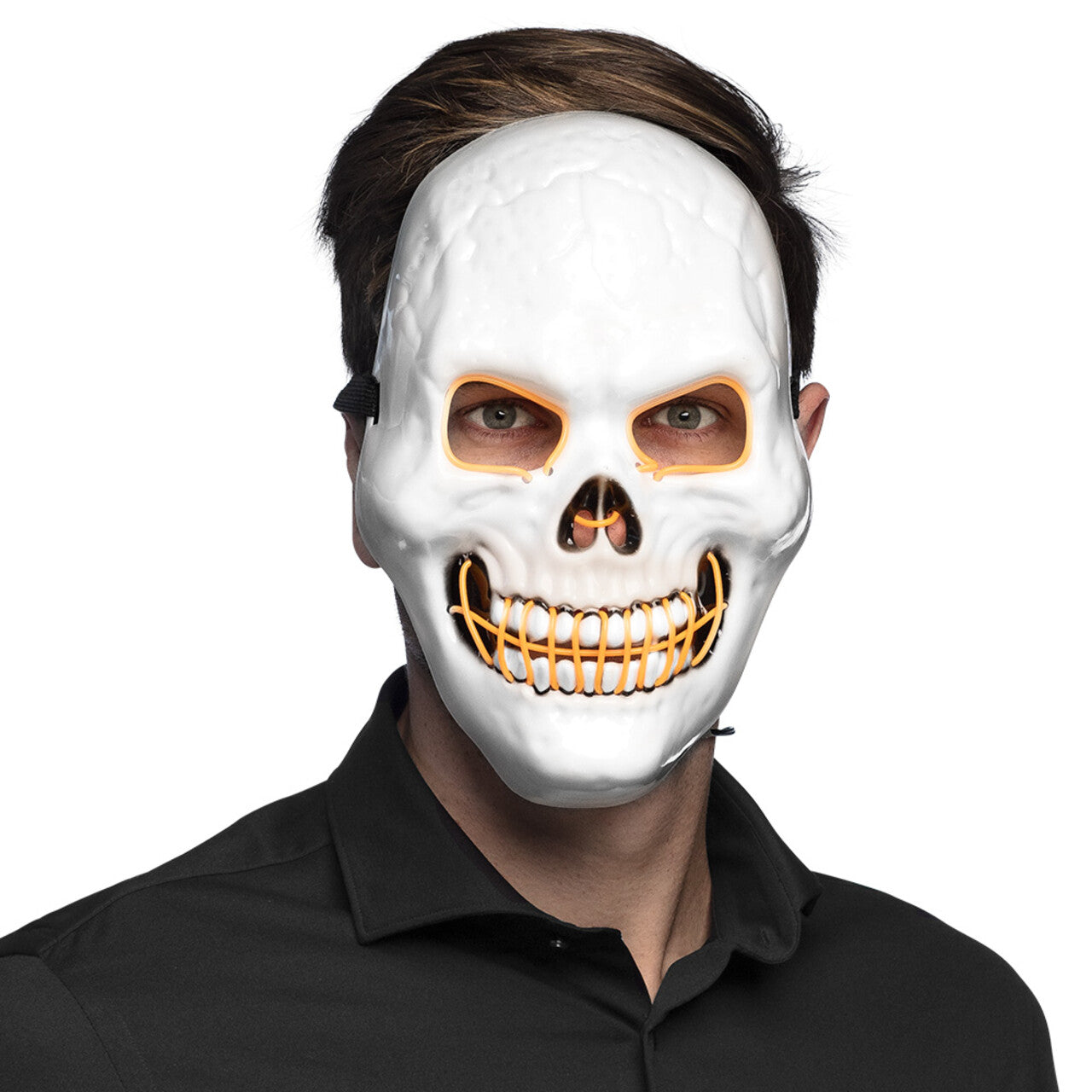 Op deze afbeelding zie je een Accessoires, van het merk Boland. Masker Met Licht Grijnzend Schedel