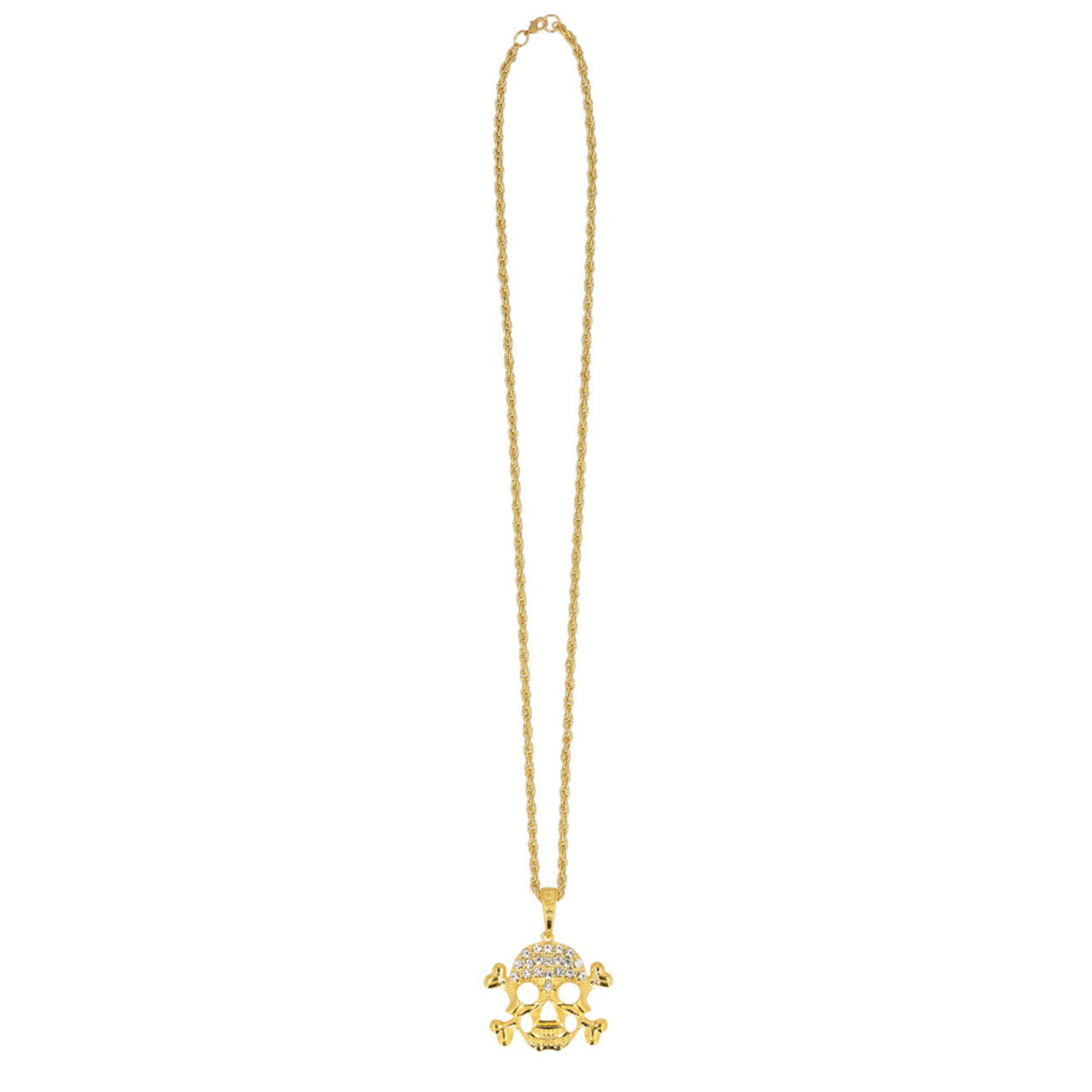 Op deze afbeelding zie je een Accessoires, van het merk Boland. Ketting Schedel Goud Met Glittersteentjes