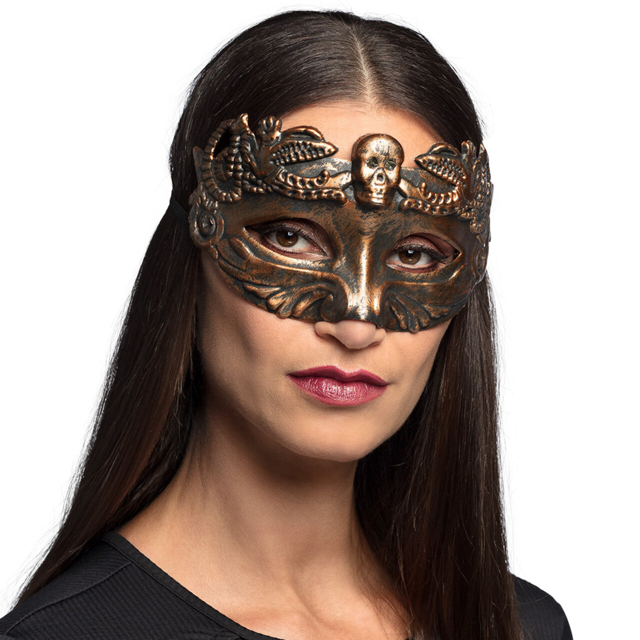 Op deze afbeelding zie je een Accessoires, van het merk Boland. Oogmasker Skullmeister Brons