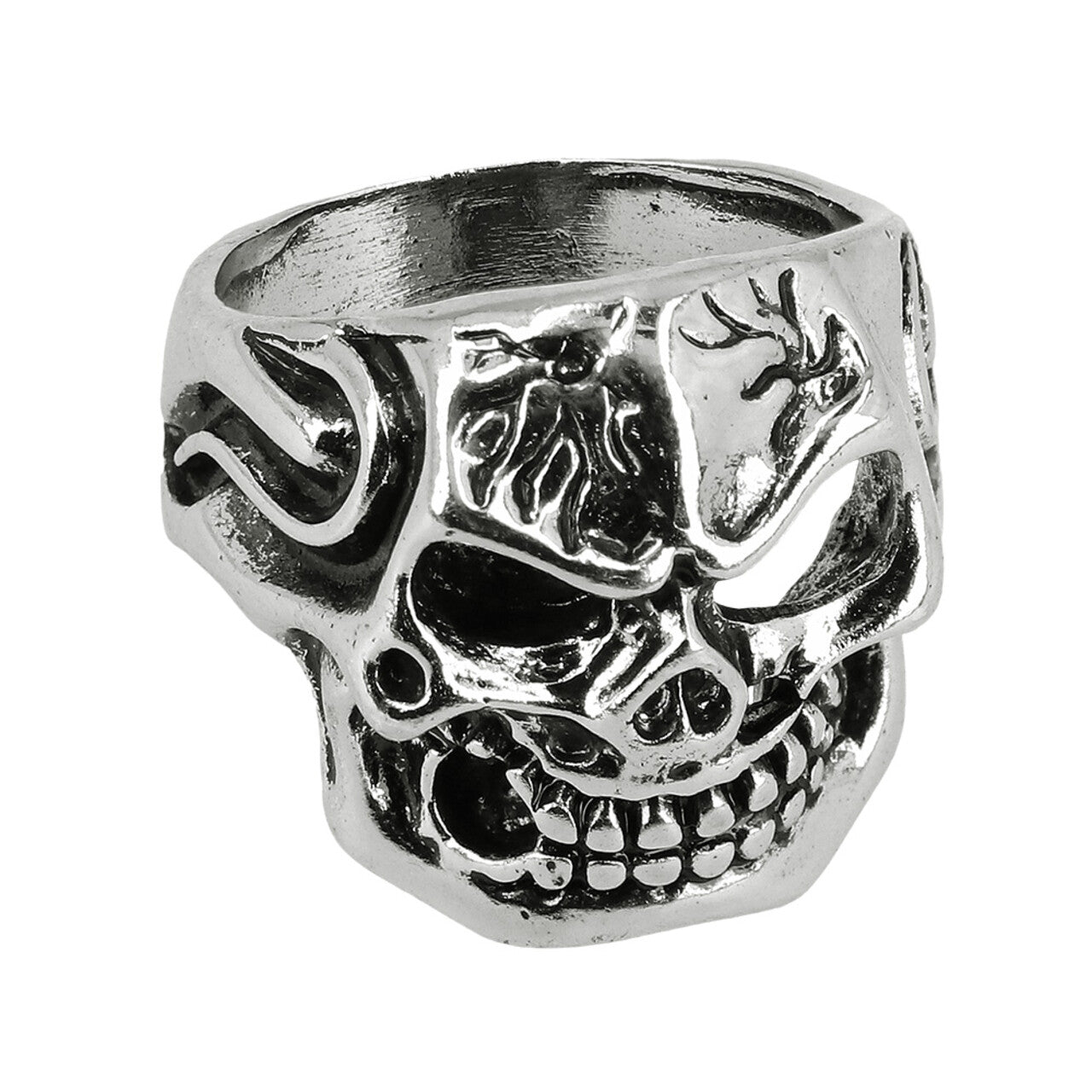 Op deze afbeelding zie je een Accessoires, van het merk Boland. Ring Mean Skull Face