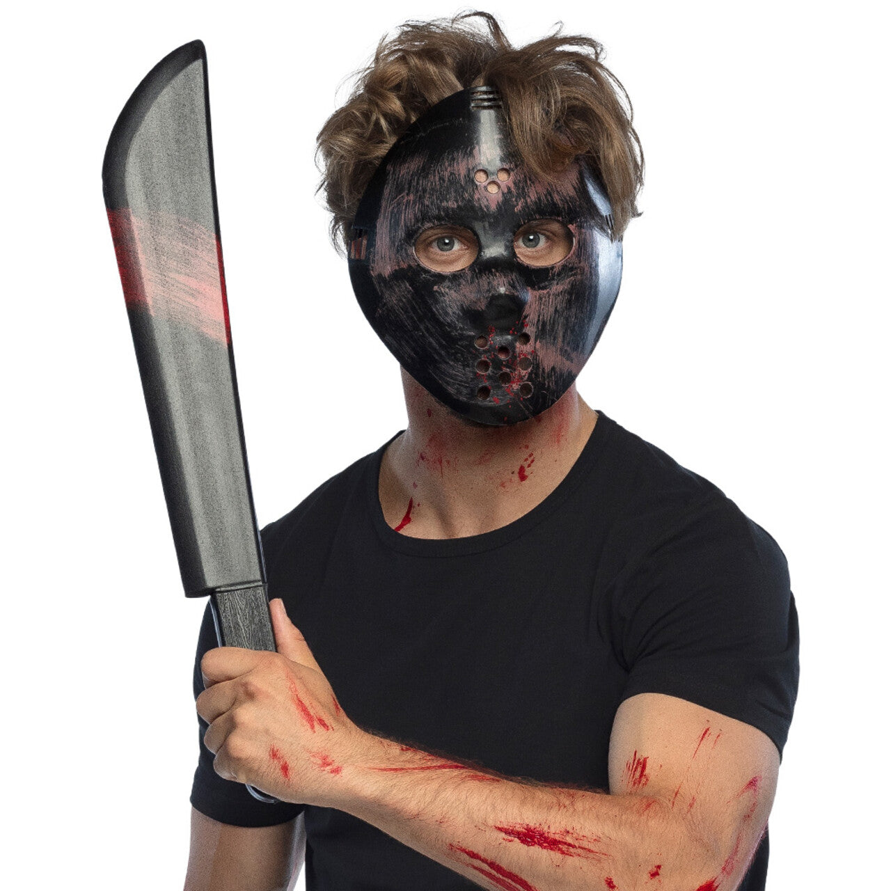 Op deze afbeelding zie je een Accessoires, van het merk Boland. Set Vrijdag De 13e Masker En Mes