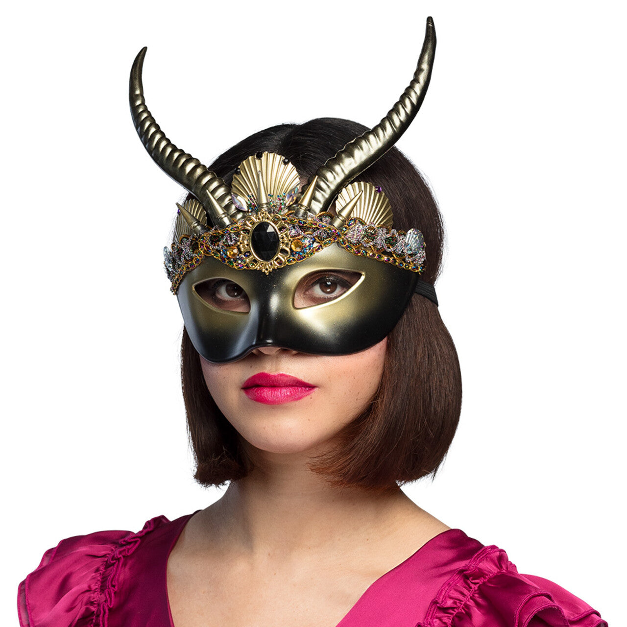 Op deze afbeelding zie je een Accessoires, van het merk Boland. Masker Voodoo Yemoja Met Hoorns