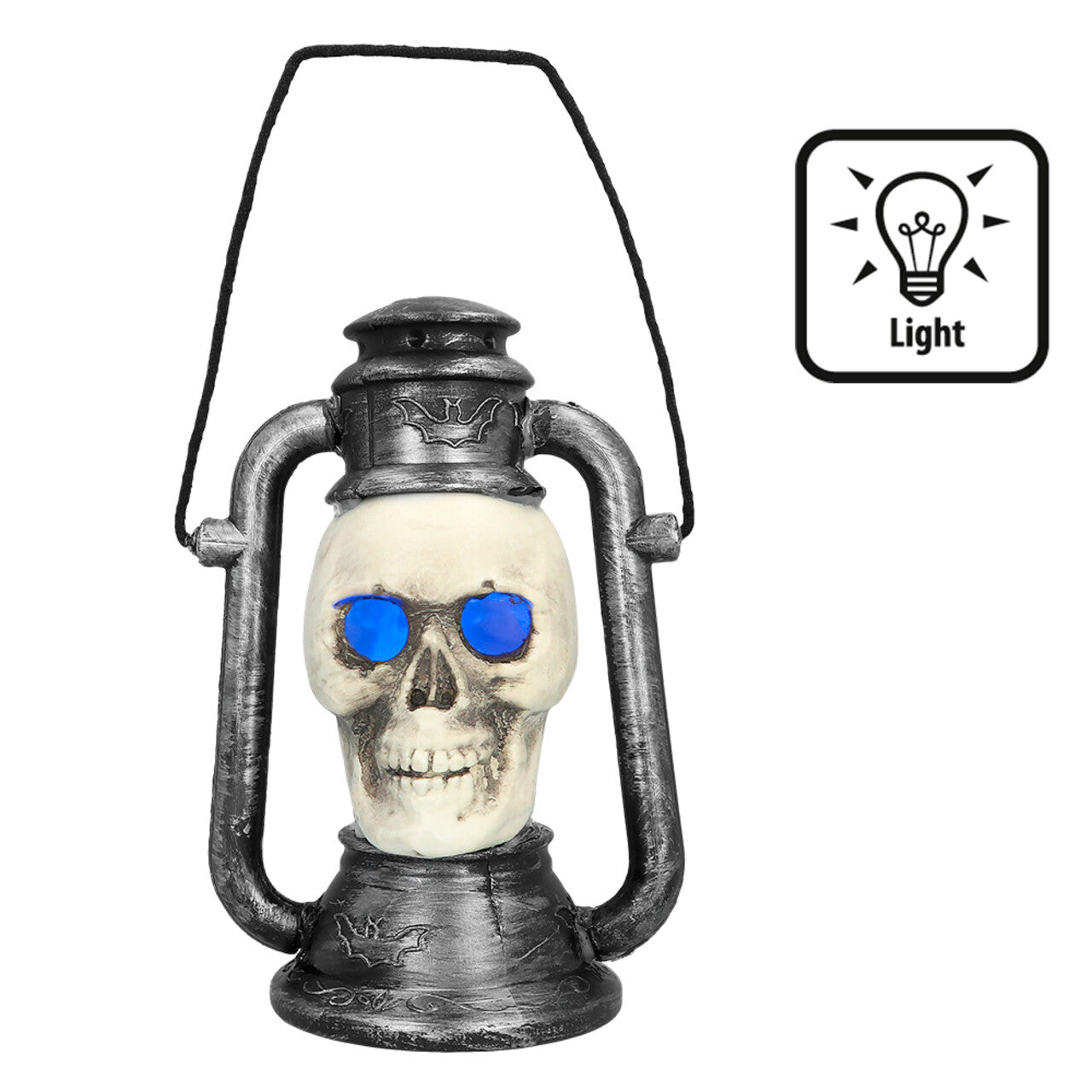 Op deze afbeelding zie je een Decoratie, van het merk Boland. Sinistere Lantaarn Schedel Met 3 Kleuren Licht