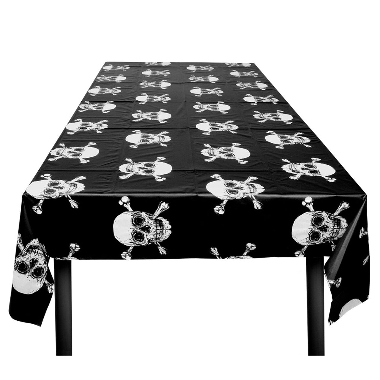 Op deze afbeelding zie je een Decoratie, van het merk Boland. Piraten Tafelkleed Met Doodskoppen