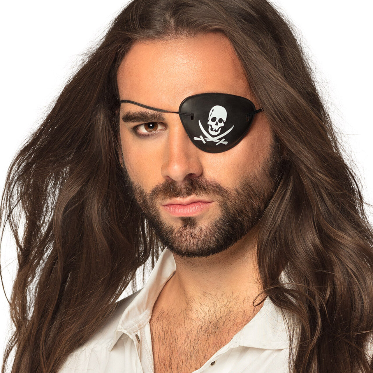 Op deze afbeelding zie je een Accessoires, van het merk Boland. Set 4 Piratenooglapjes Schedel & Zwaarden
