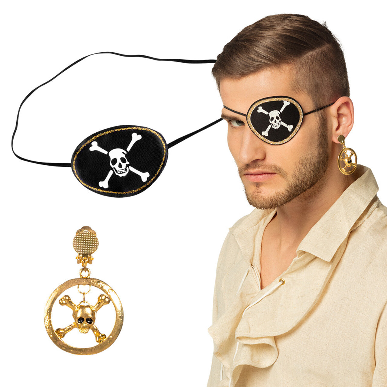 Op deze afbeelding zie je een Accessoires, van het merk Boland. Piraten Golden Skull Set