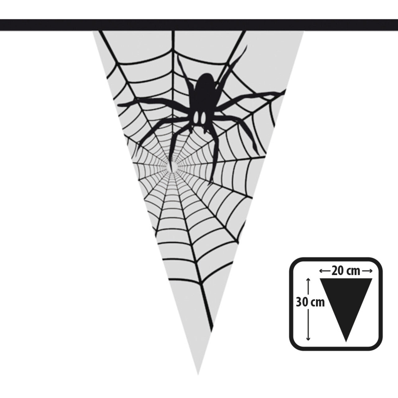 Op deze afbeelding zie je een Decoratie, van het merk Boland. Spin In t Web Halloween Vlaggenlijn