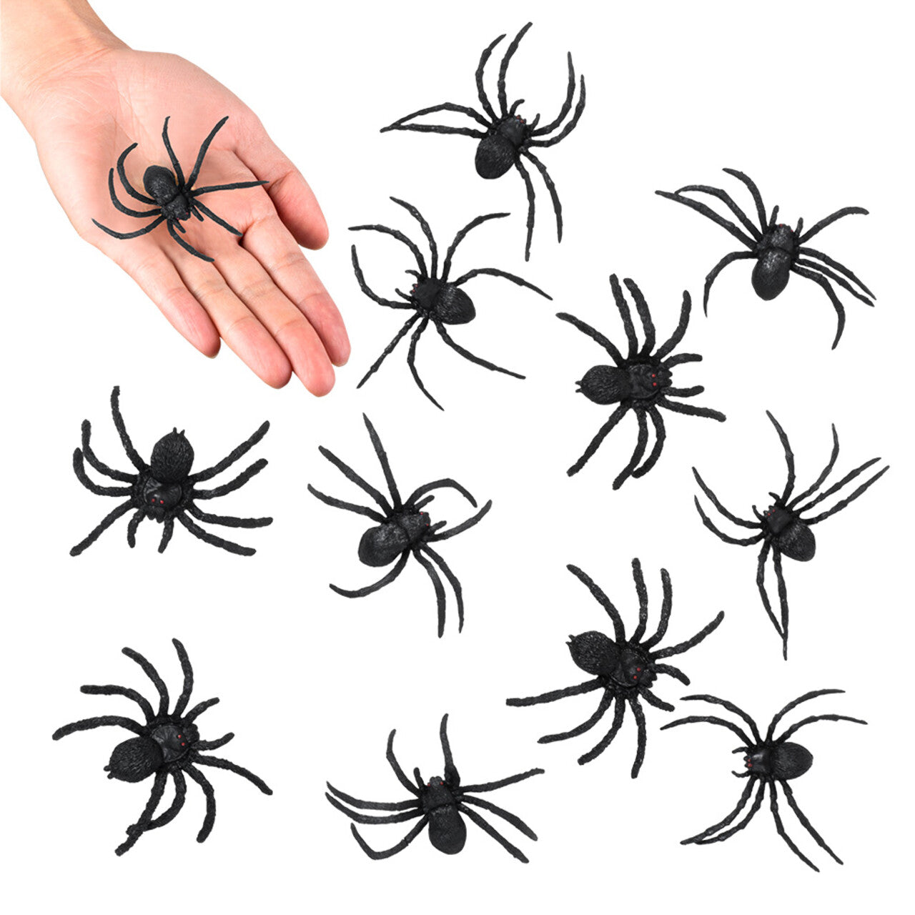 Op deze afbeelding zie je een Decoratie, van het merk Boland. Set 12 Zwarte Spinnen