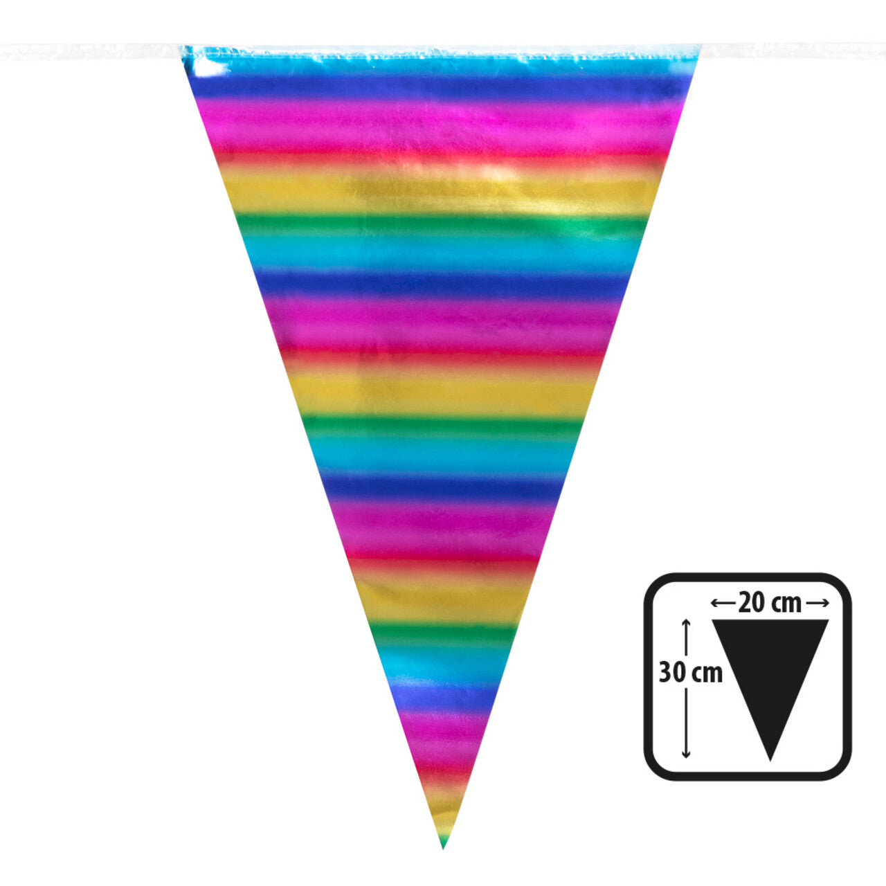 Op deze afbeelding zie je een Decoratie, van het merk Boland. Folie Vlaggenlijn Regenboog Kleuren Feest