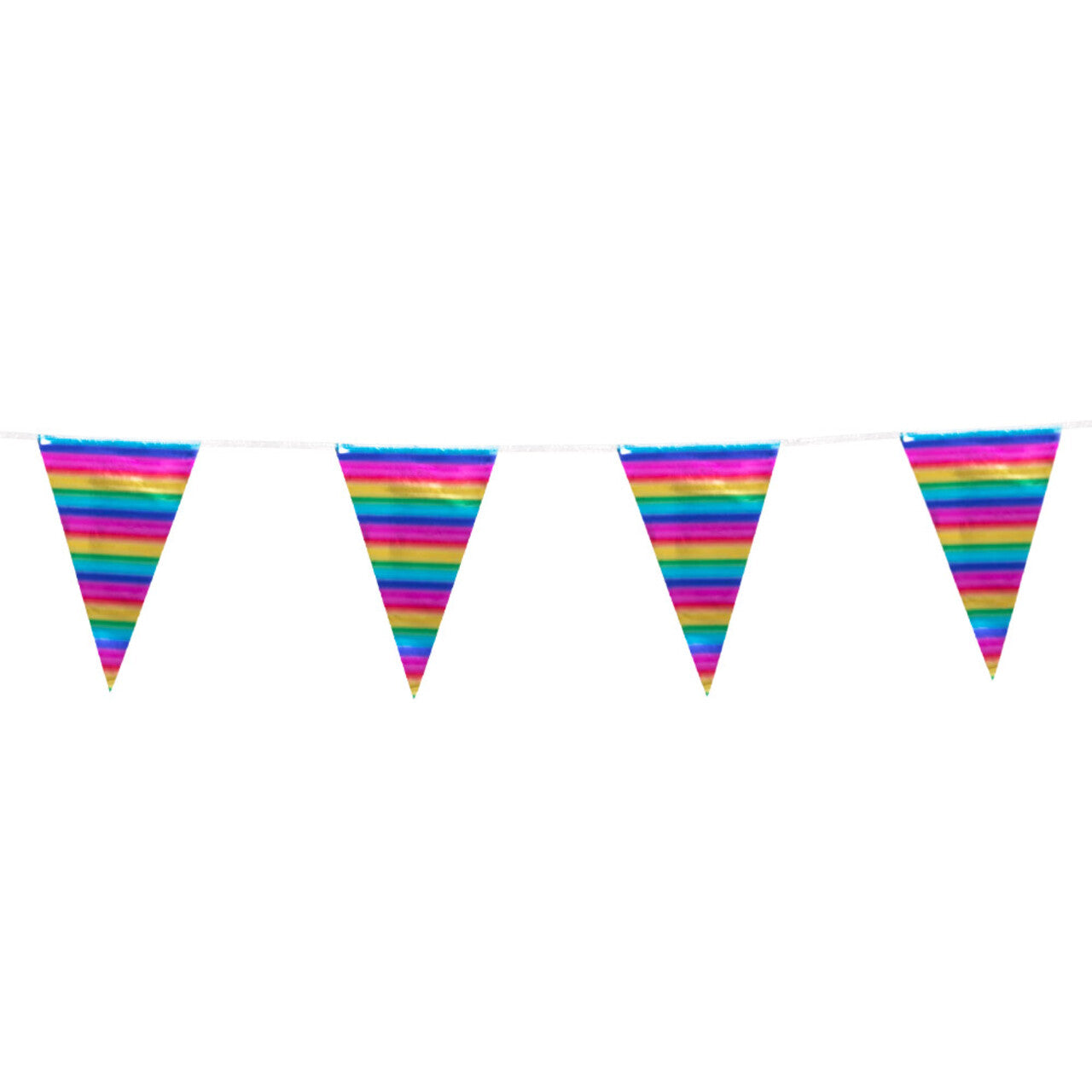 Op deze afbeelding zie je een Decoratie, van het merk Boland. Folie Vlaggenlijn Regenboog Kleuren Feest