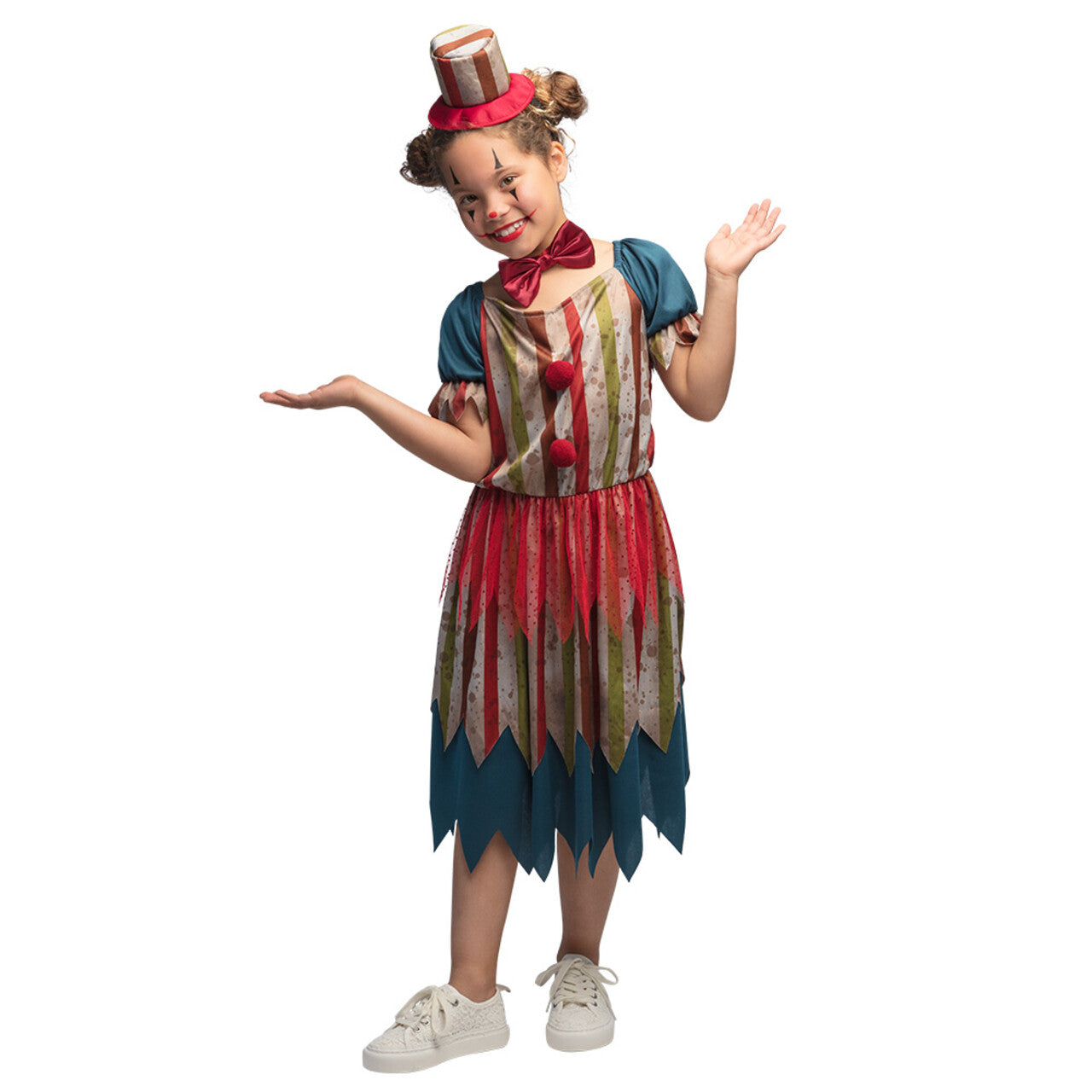 Op deze afbeelding zie je een Kostuums, van het merk Boland. Evil Zombie Clownette Meisje Kostuum