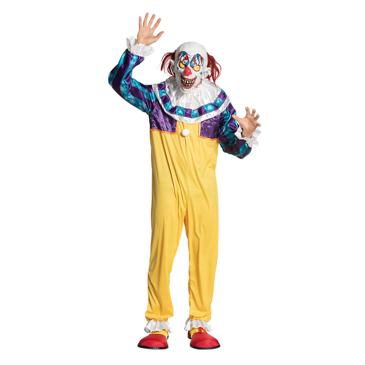 Op deze afbeelding zie je een Kostuums, van het merk Boland. Creeper Clown Claude Man Kostuum