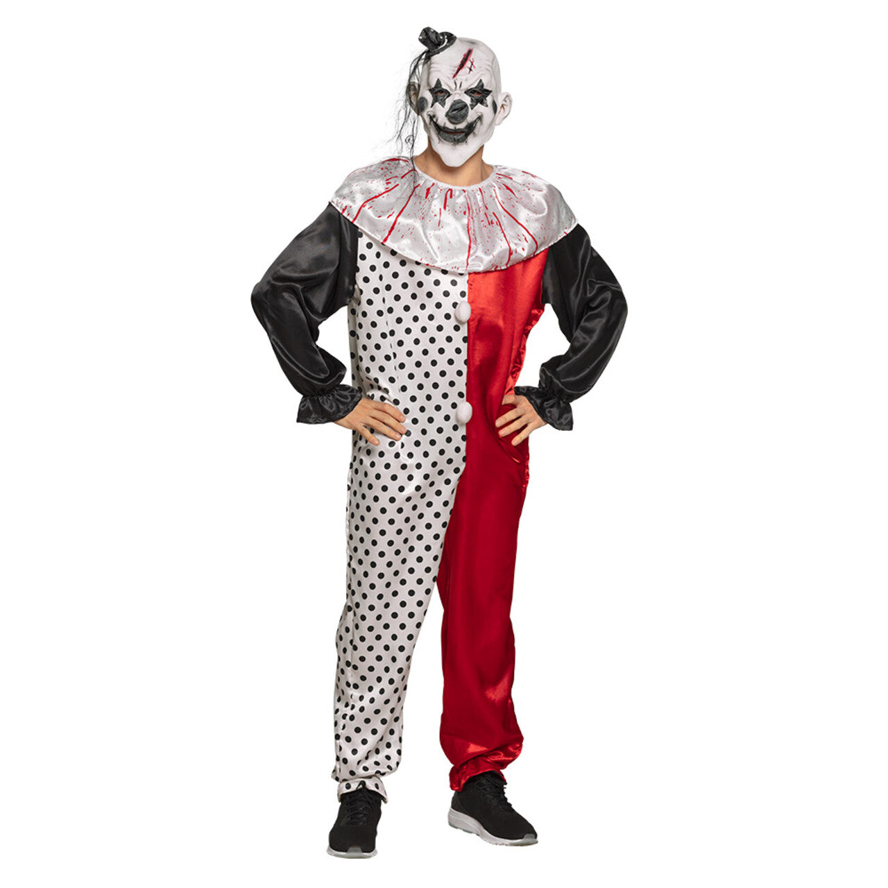 Op deze afbeelding zie je een Kostuums, van het merk Boland. Psycho Horror Clown Man Kostuum
