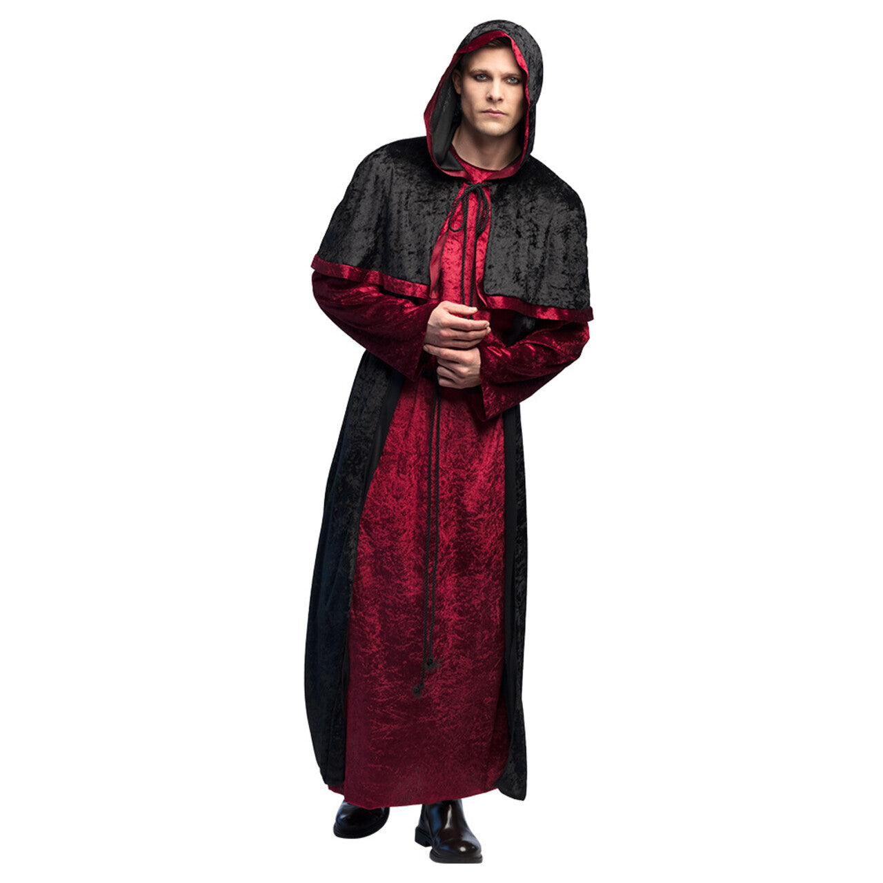 Op deze afbeelding zie je een Kostuums, van het merk Boland. Zwarte Magie Necromancer Kostuum