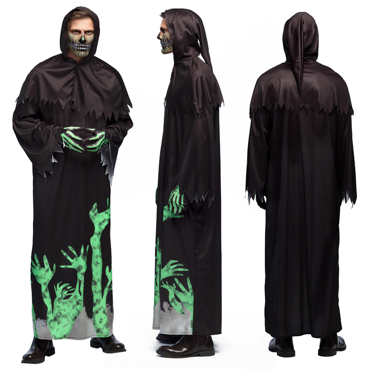 Op deze afbeelding zie je een Kostuums, van het merk Boland. Glowing Reaper Man Kostuum
