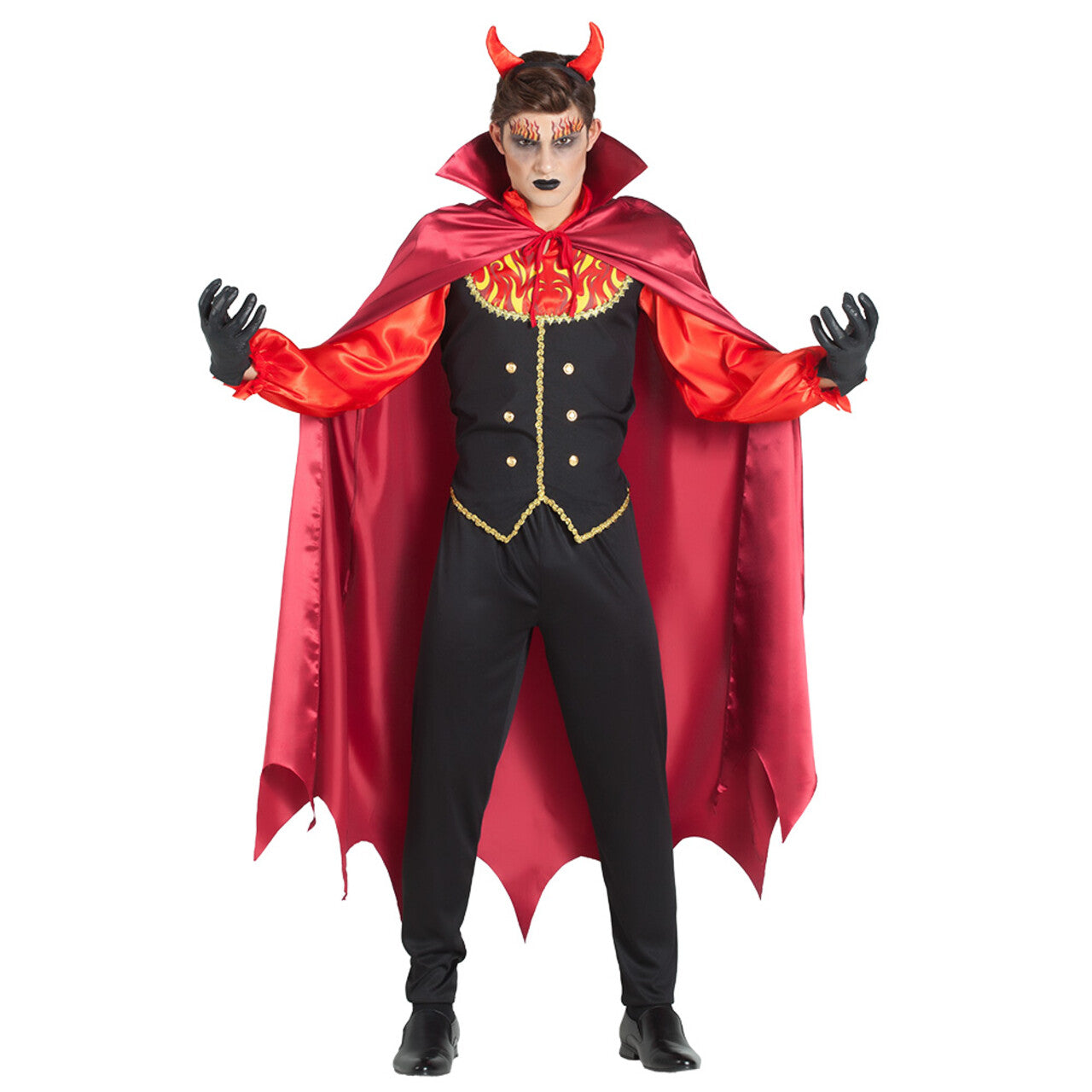 Op deze afbeelding zie je een Kostuums, van het merk Boland. Duivelse Kasteelheer Van Helleslot Man Kostuum