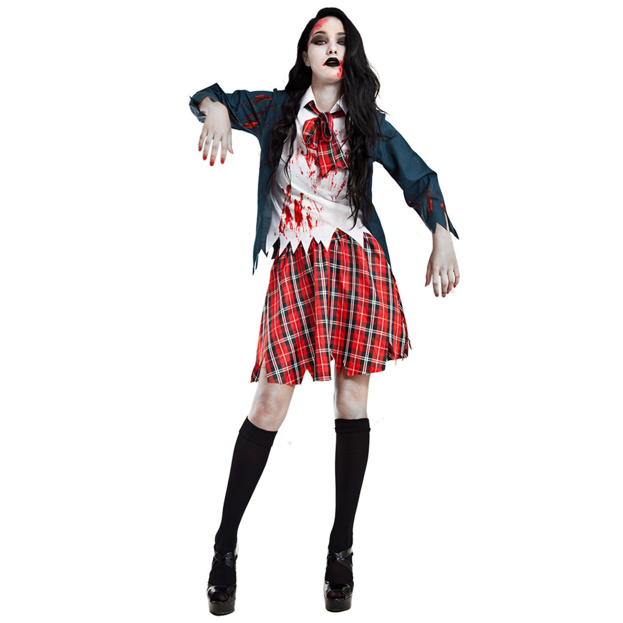 Op deze afbeelding zie je een Kostuums, van het merk Boland. Student Britney Van Zombie School Vrouw Kostuum