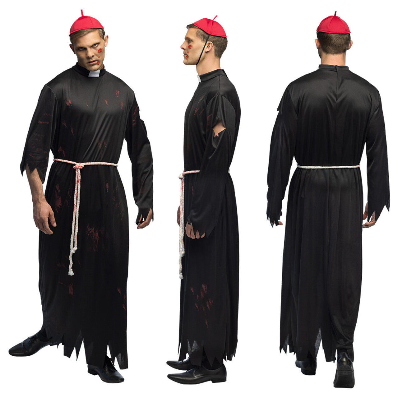 Op deze afbeelding zie je een Kostuums, van het merk Boland. Zombie Priester Bloody Saul Man Kostuum