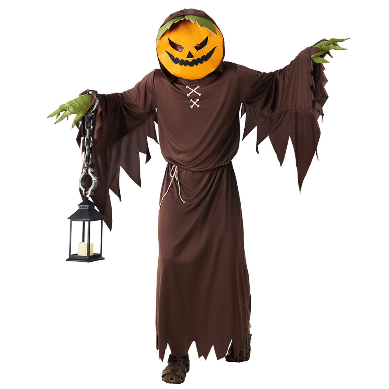Op deze afbeelding zie je een Kostuums, van het merk Boland. Scary Evil Pumpkin Man Kostuum
