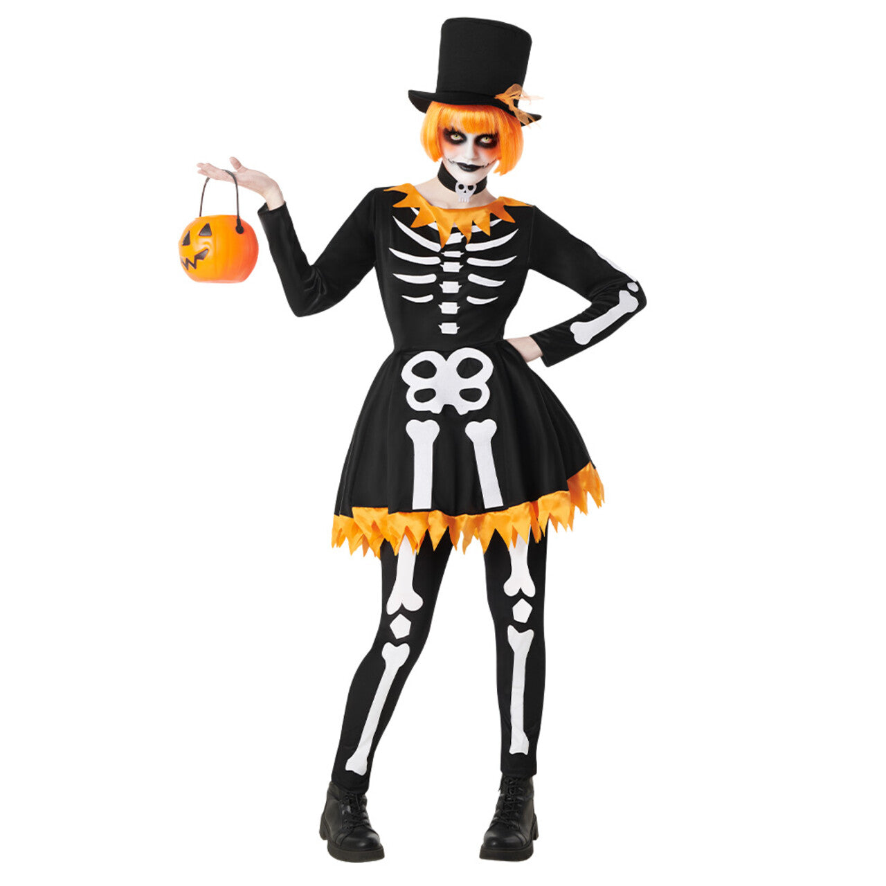 Op deze afbeelding zie je een Kostuums, van het merk Boland. Funky Pumpkin Skeleton Kostuum