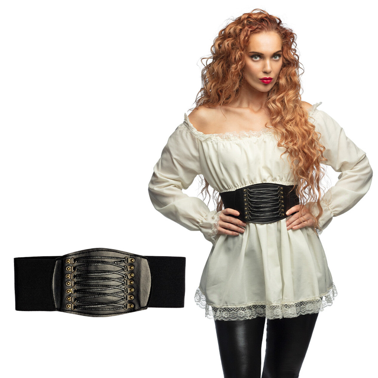 Op deze afbeelding zie je een Accessoires, van het merk Boland. Brede Riem Zwart Piraat Boekanier