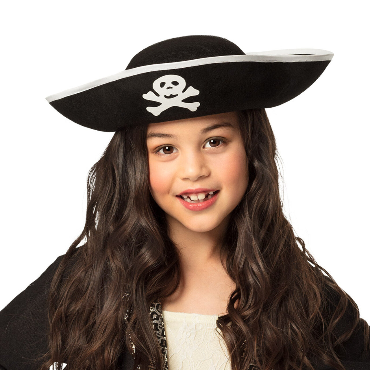 Op deze afbeelding zie je een Accessoires, van het merk Boland. Piratenhoed Kind Kapitein Schedelvaart