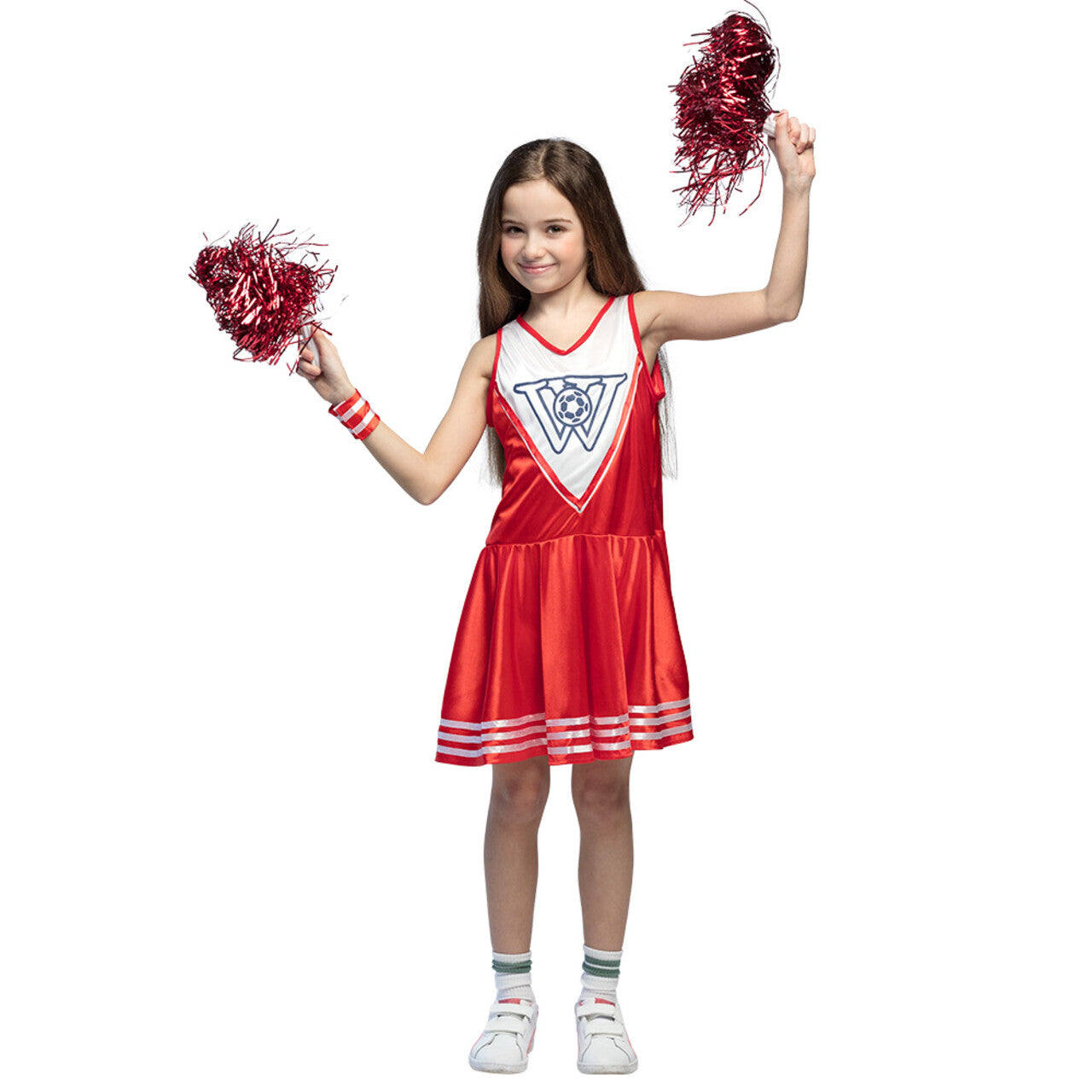 Op deze afbeelding zie je een Kostuums, van het merk Boland. Cheerleader Wendy Cheerhard Meisje Kostuum