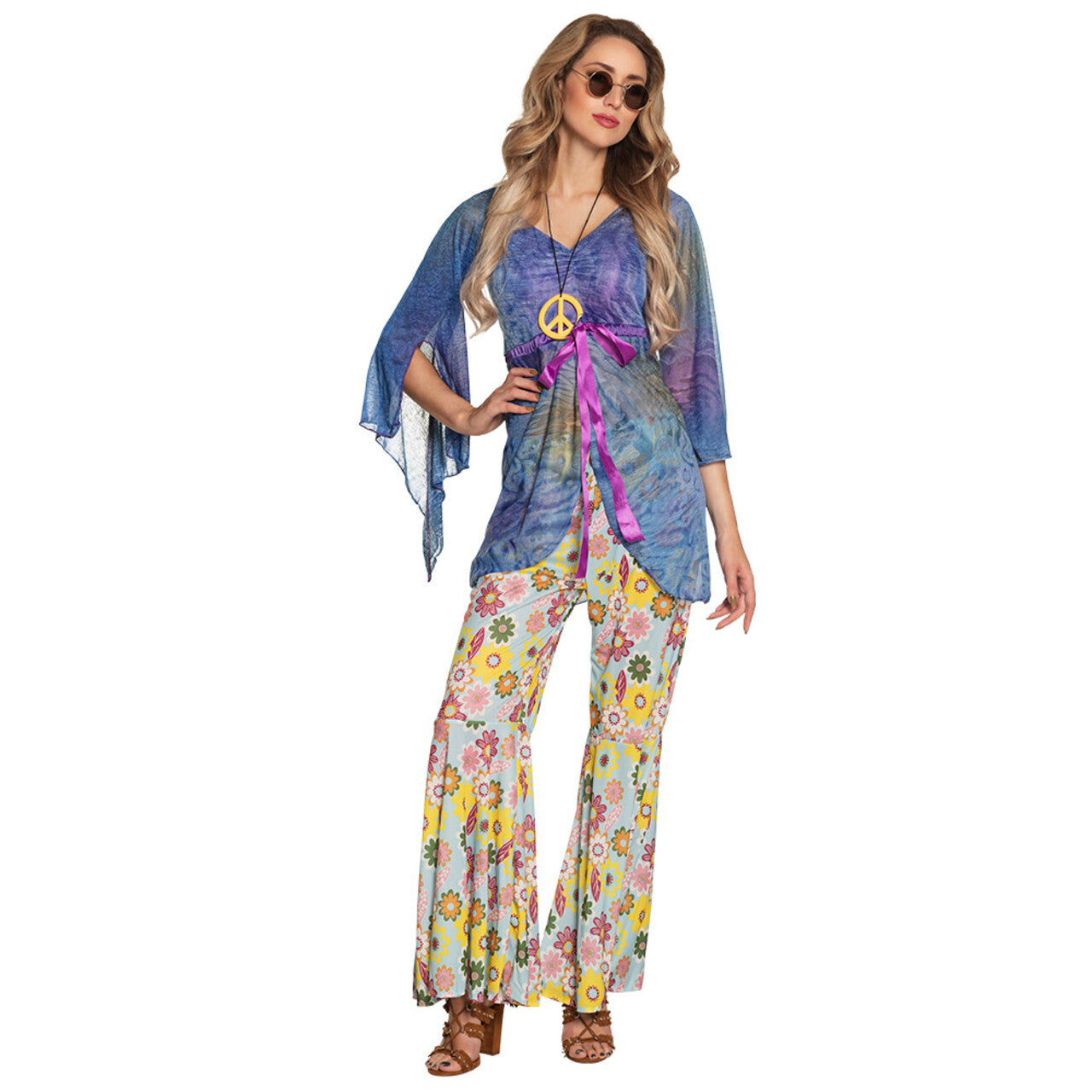 Op deze afbeelding zie je een Kostuums, van het merk Boland. Hippe Hippie Flowervrouw Kostuum