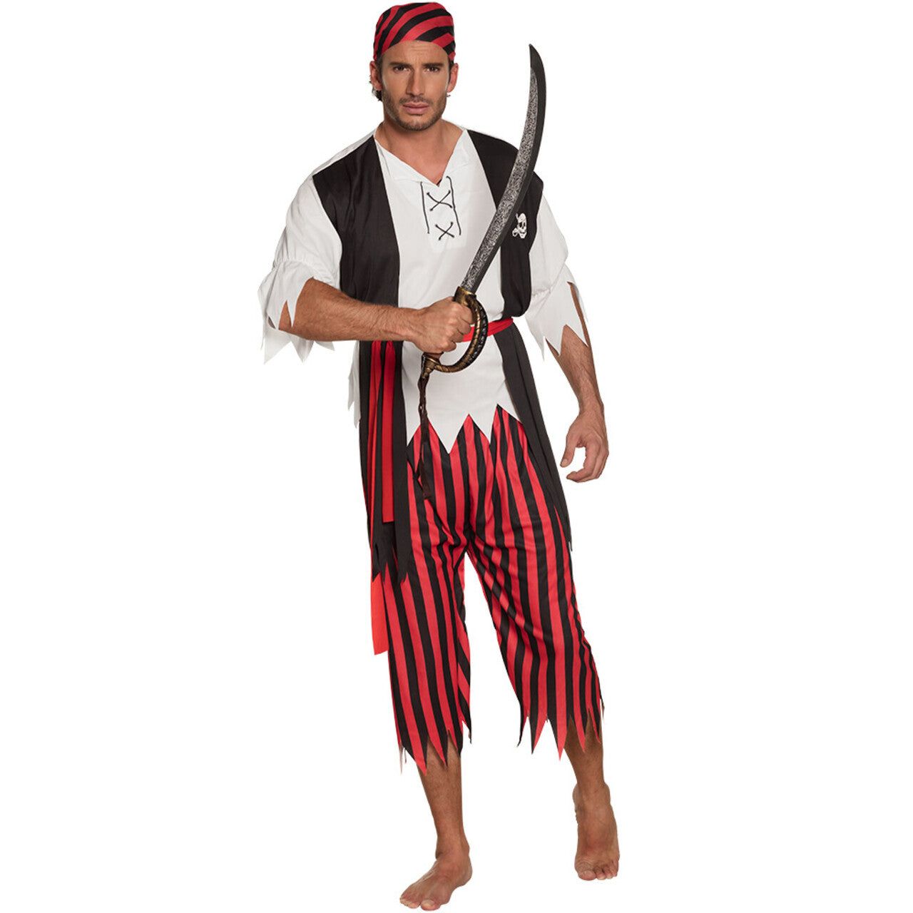 Op deze afbeelding zie je een Kostuums, van het merk Boland. Piraat Jack Schipbreuk Man Kostuum