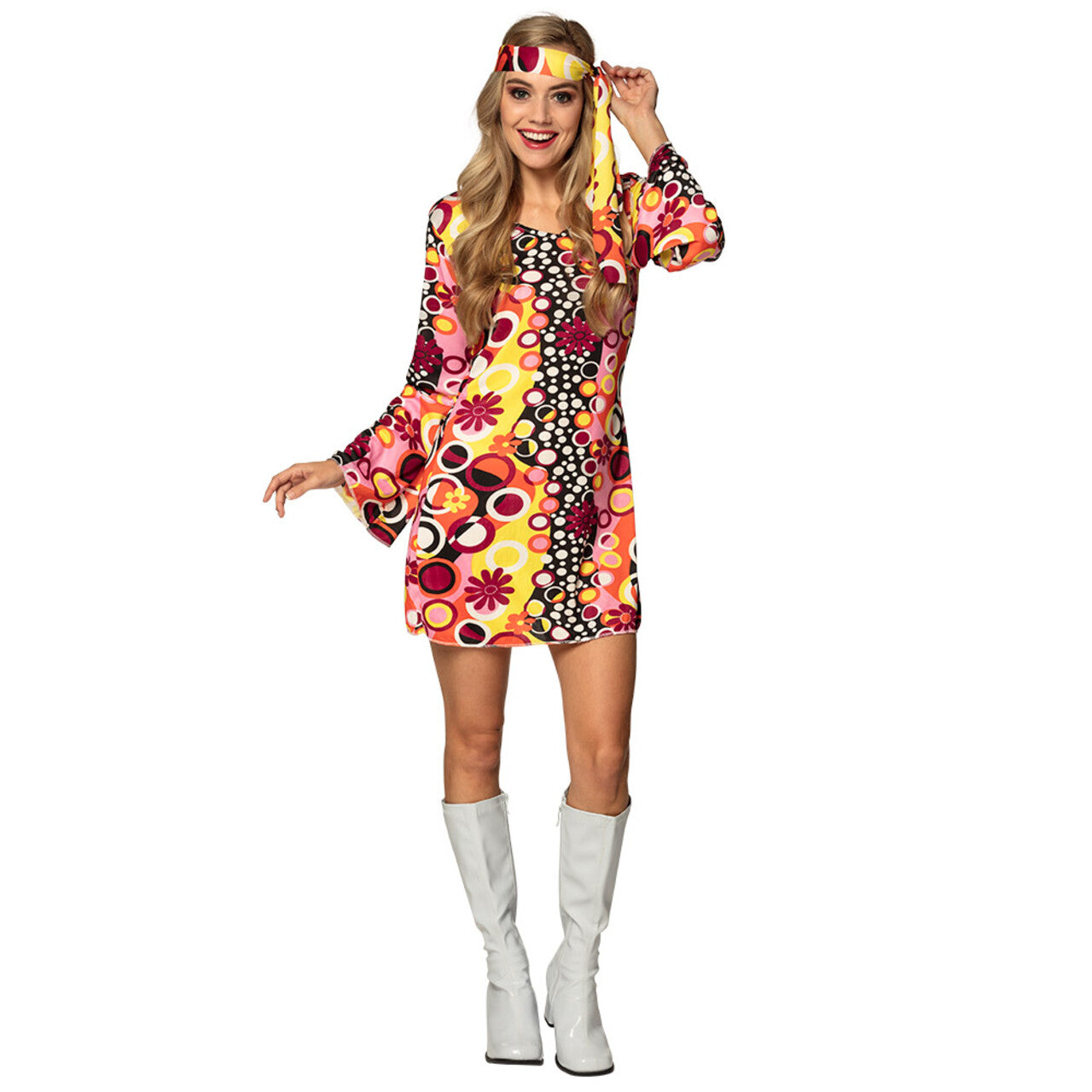 Op deze afbeelding zie je een Kostuums, van het merk Boland. Groovy Girl Gwenda Flower Vrouw Kostuum