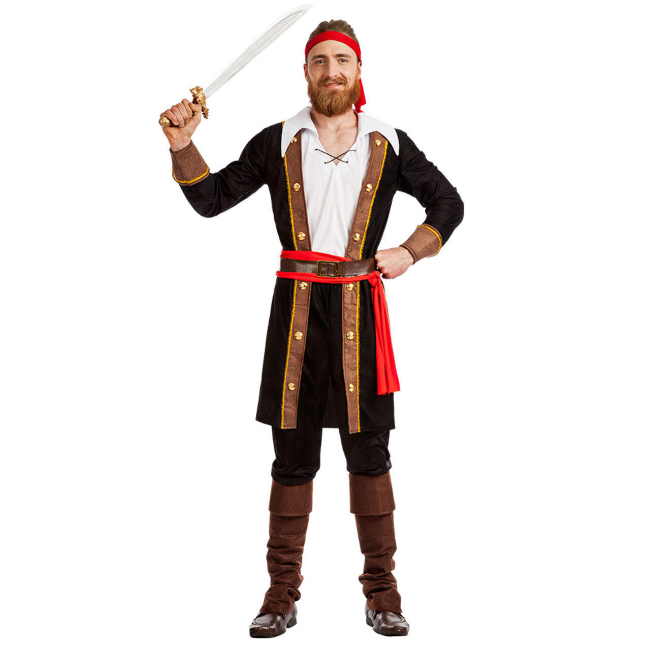 Op deze afbeelding zie je een Kostuums, van het merk Boland. Piraat Harry Haaienvin Man Kostuum