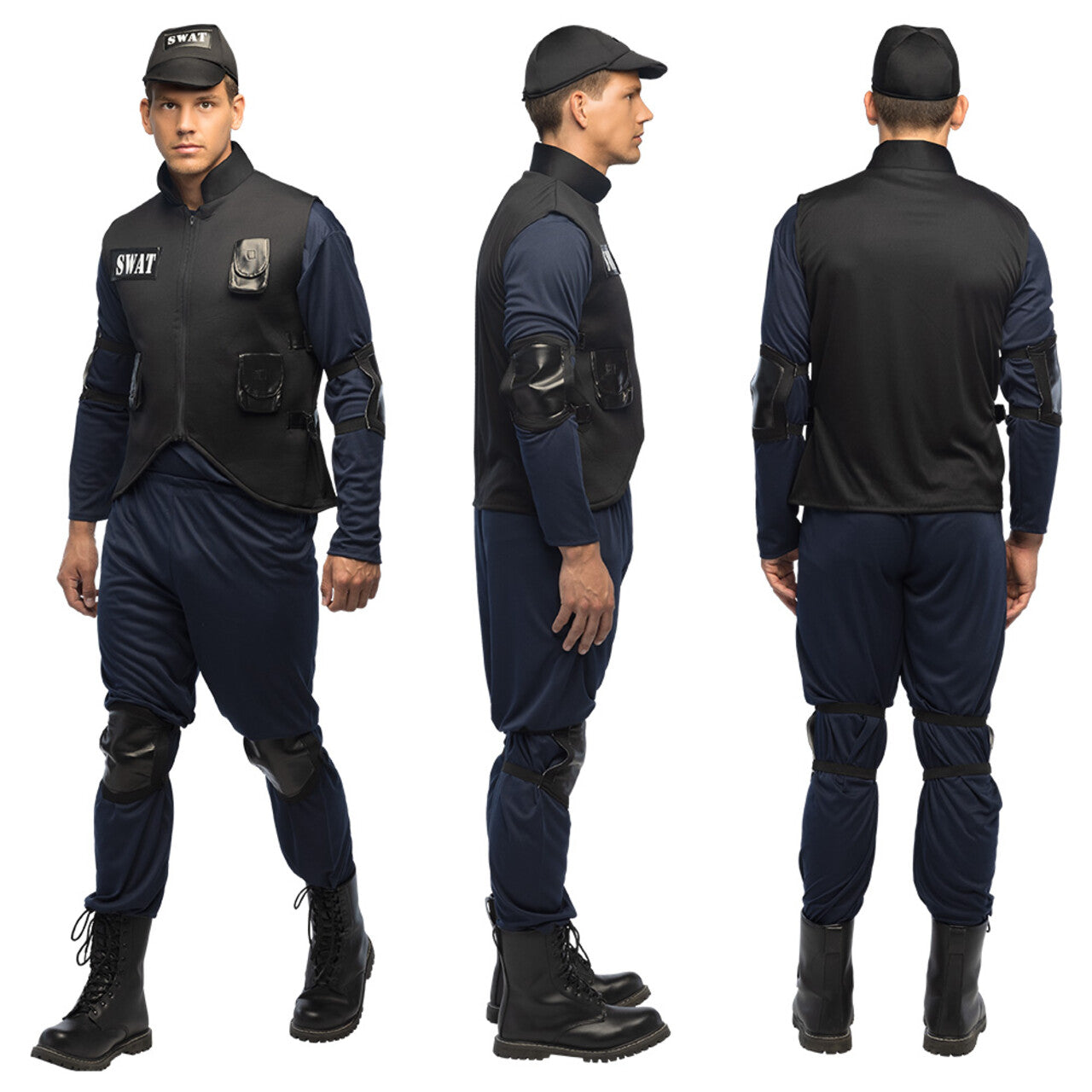 Op deze afbeelding zie je een Kostuums, van het merk Boland. Goed Uitgeruste Swat Agent Man Kostuum