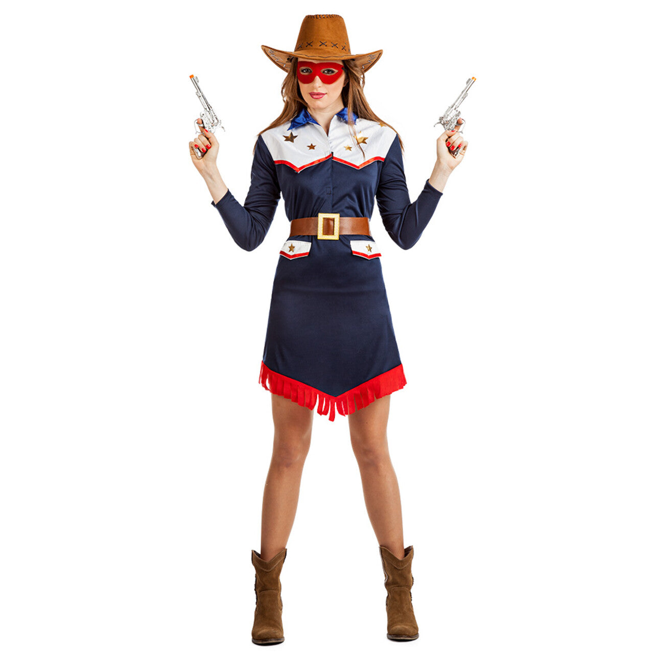 Op deze afbeelding zie je een Kostuums, van het merk Boland. Cowgirl Samantha Texas Vrouw Kostuum