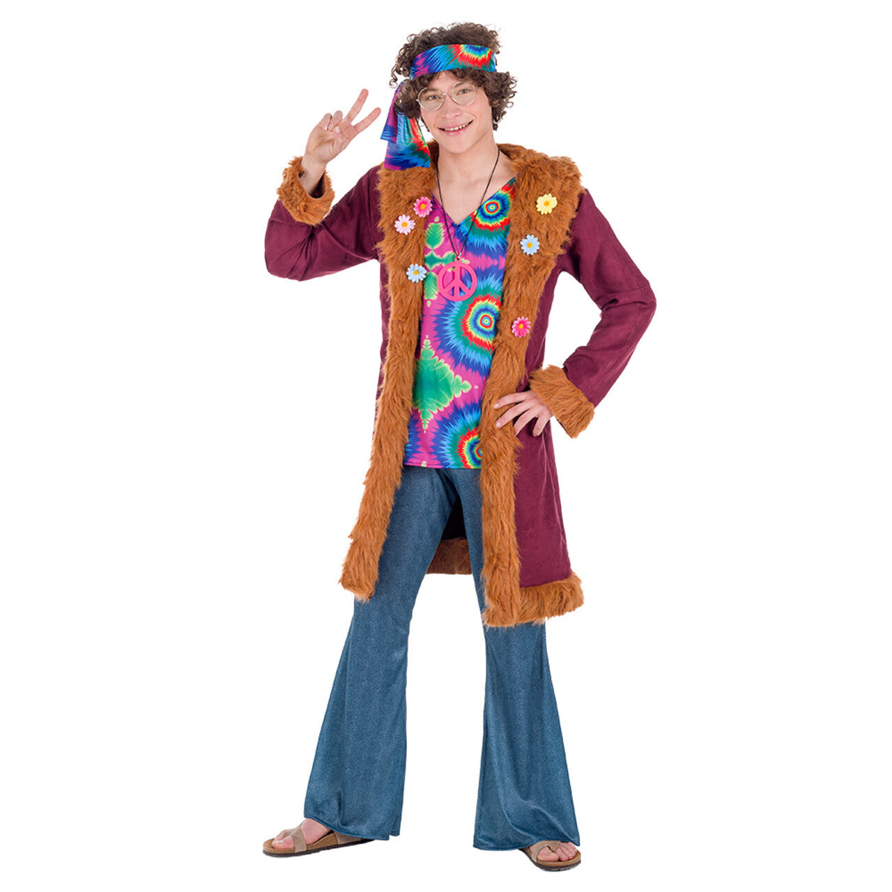 Op deze afbeelding zie je een Kostuums, van het merk Boland. Coole Mojo Hippie Dude Vrouw Kostuum