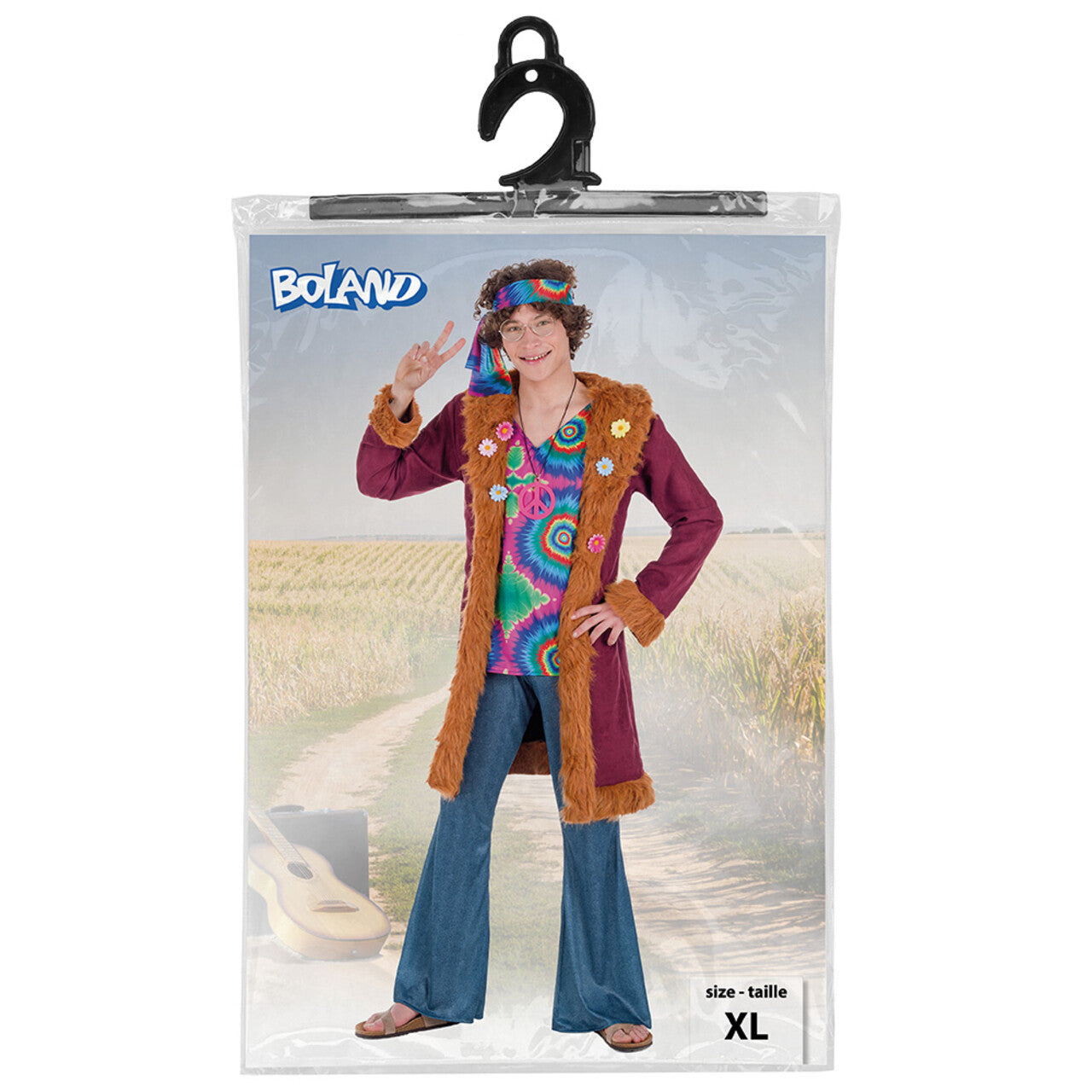 Op deze afbeelding zie je een Kostuums, van het merk Boland. Coole Mojo Hippie Dude Vrouw Kostuum
