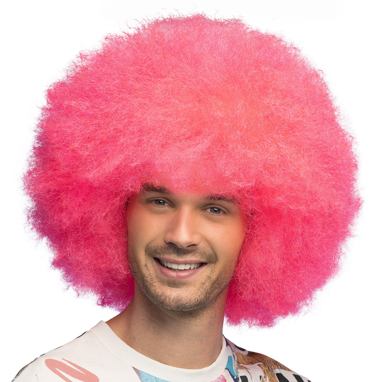 Op deze afbeelding zie je een Accessoires, van het merk Boland. Candy! Neon Roze Pruik (Uv Blacklight)