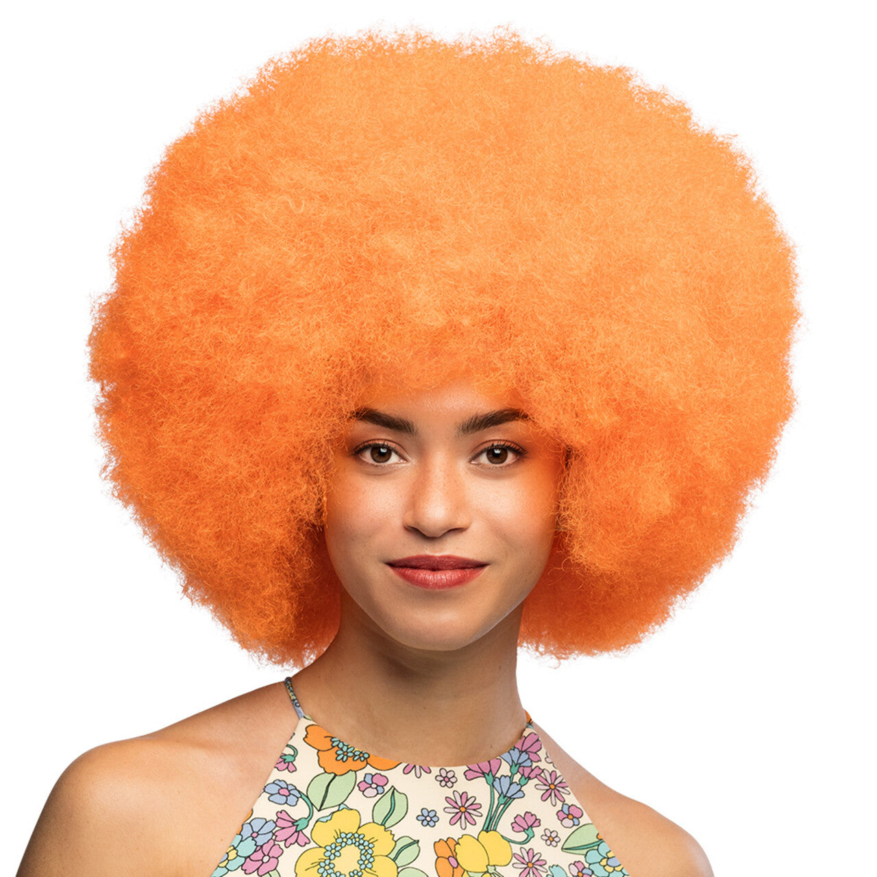 Op deze afbeelding zie je een Accessoires, van het merk Boland. Enorme Krullen Pruik Jaren 60 Oranje