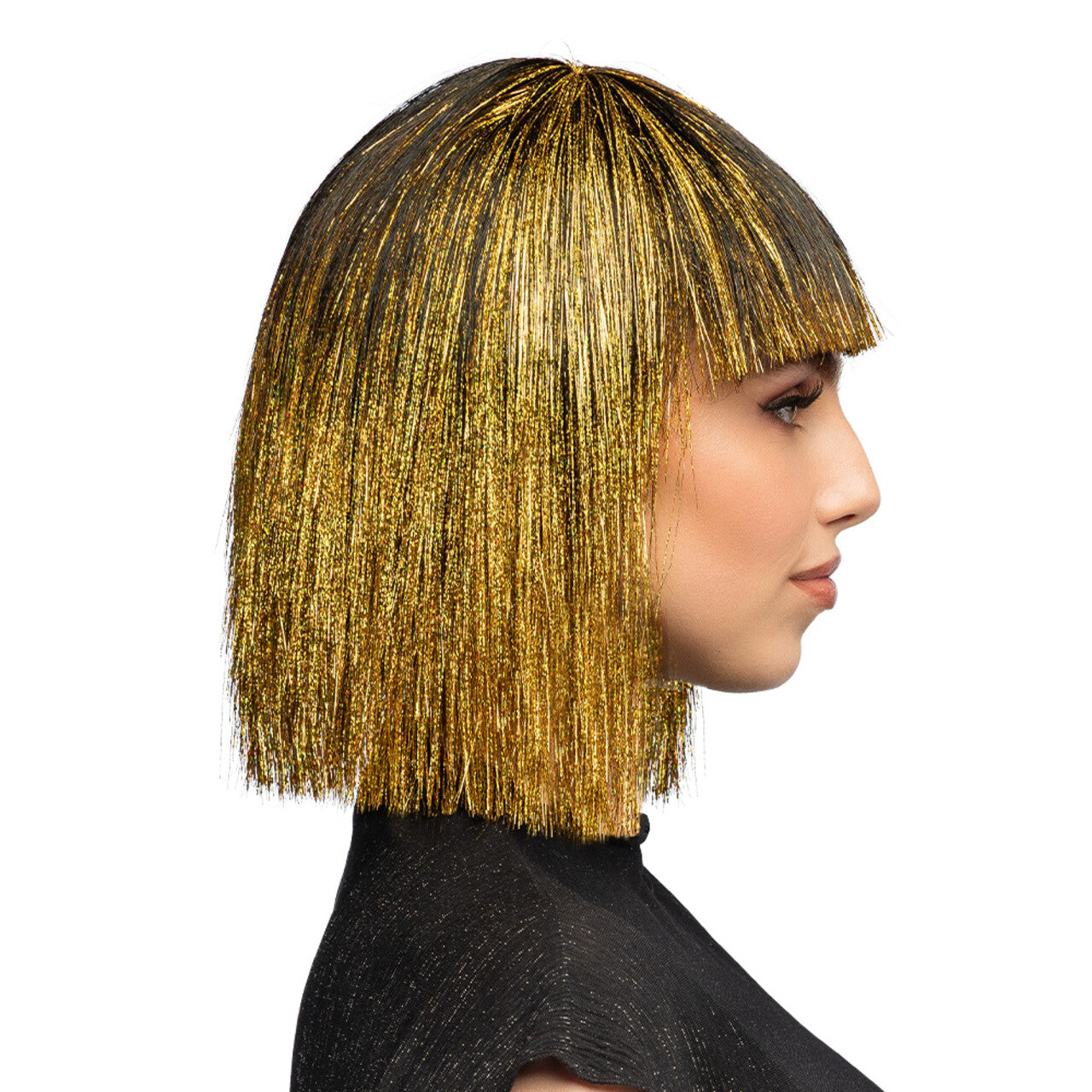 Op deze afbeelding zie je een Accessoires, van het merk Boland. Pruik Crazy Disco Goud