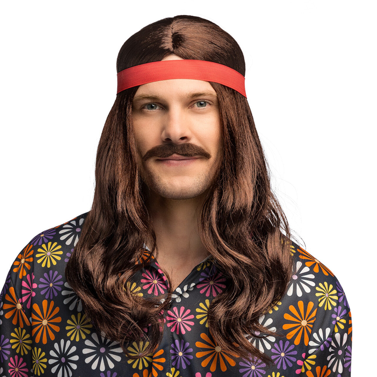 Op deze afbeelding zie je een Accessoires, van het merk Boland. Pruik Johny Woodstock Met Hoofdband En Snor
