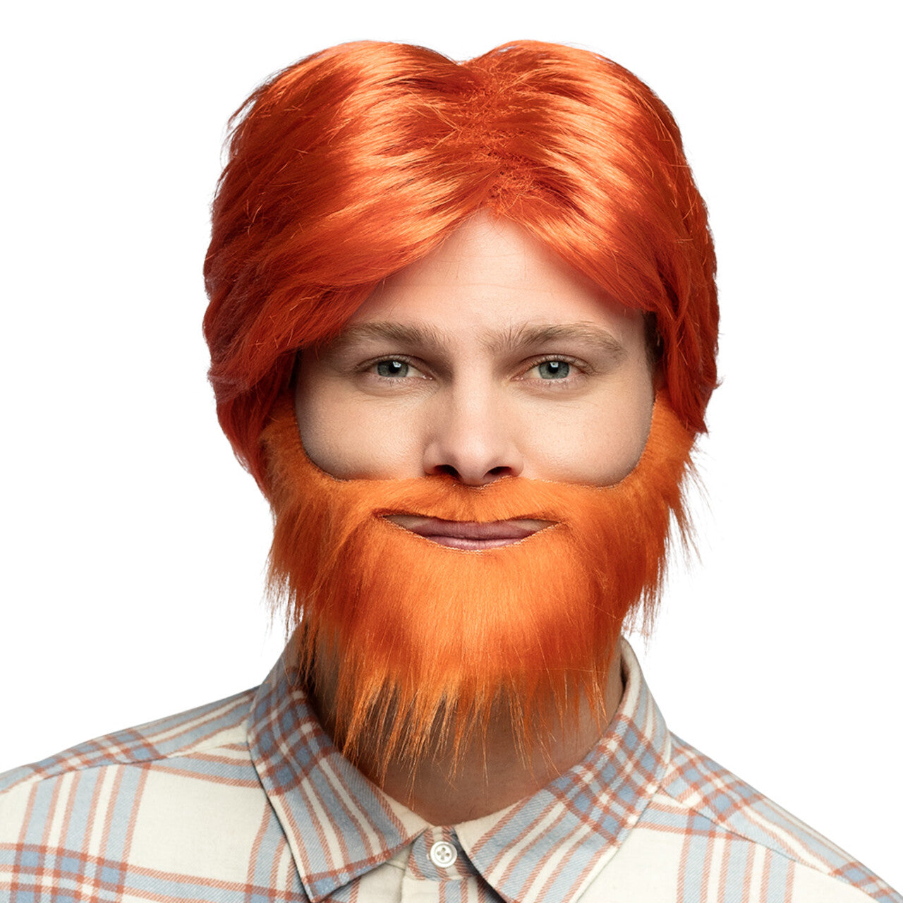 Op deze afbeelding zie je een Accessoires, van het merk Boland. Pruik Dude Oranje Met Baard