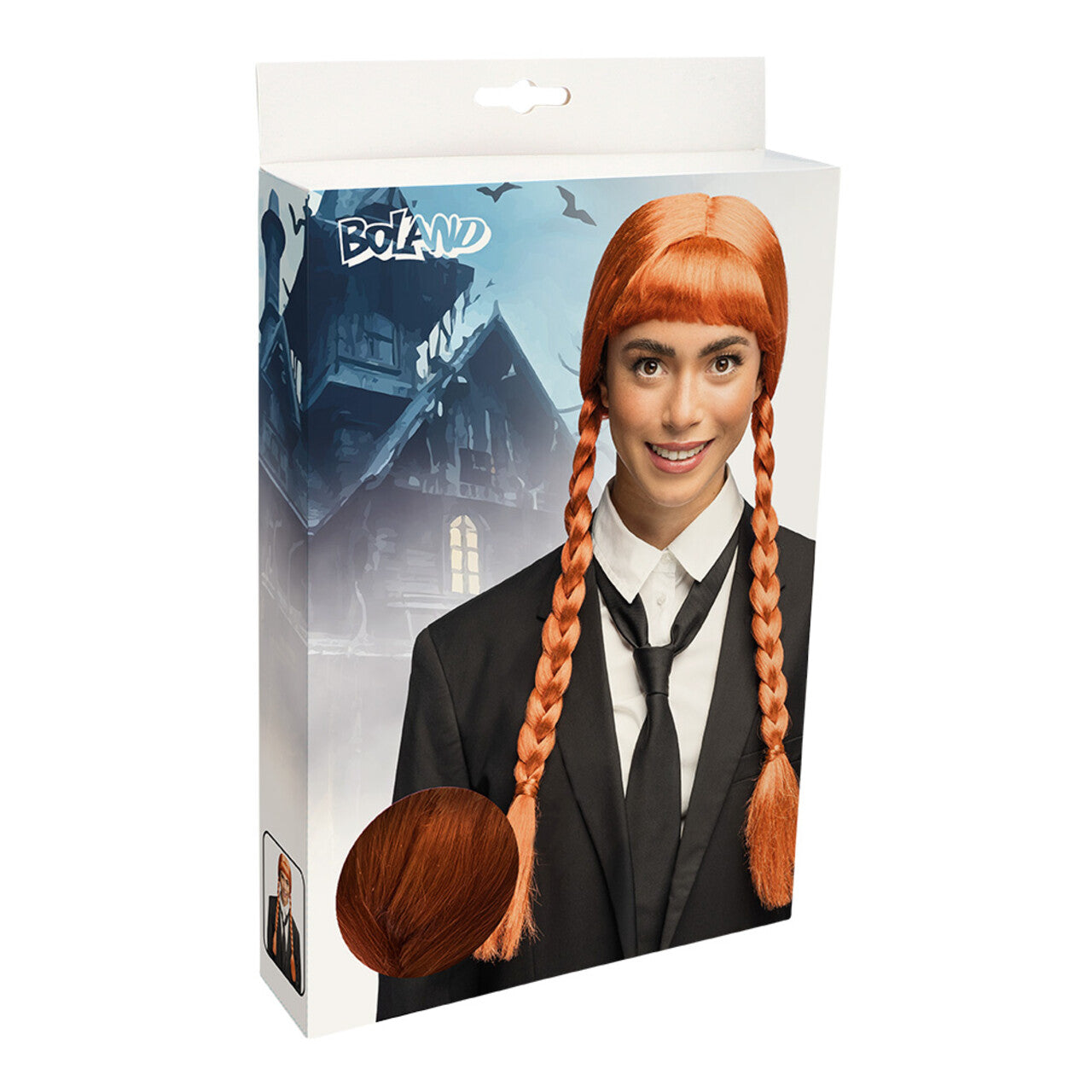 Op deze afbeelding zie je een Accessoires, van het merk Boland. Pruik Onschuldig Schoolmeisje Met Vlechten