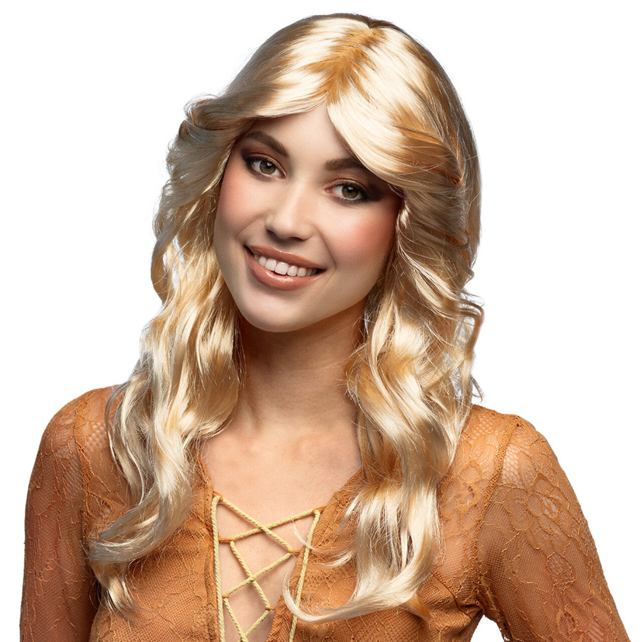 Op deze afbeelding zie je een Accessoires, van het merk Boland. Pruik 70s Blond Tina