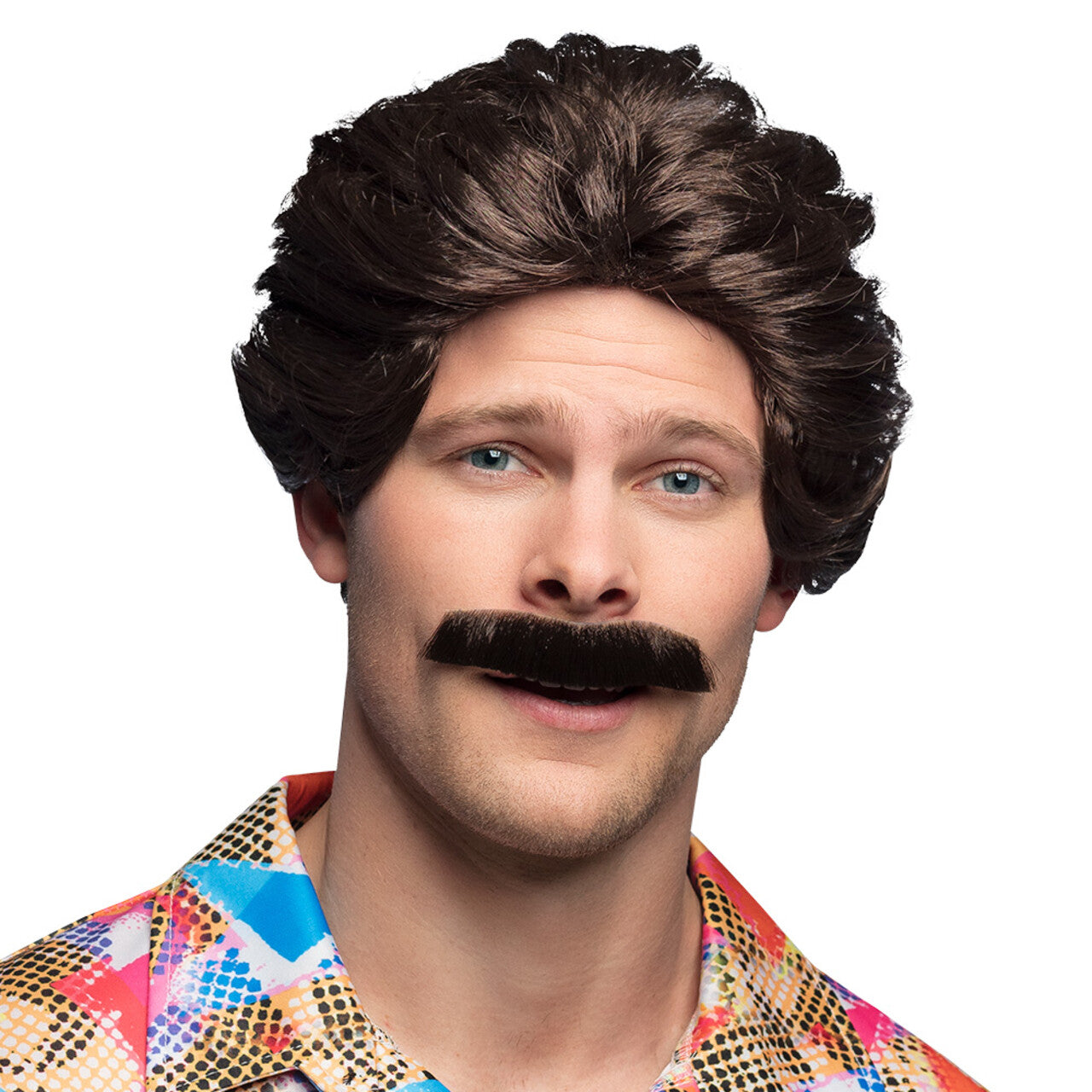 Op deze afbeelding zie je een Accessoires, van het merk Boland. Pruik 80s Vance Met Snor