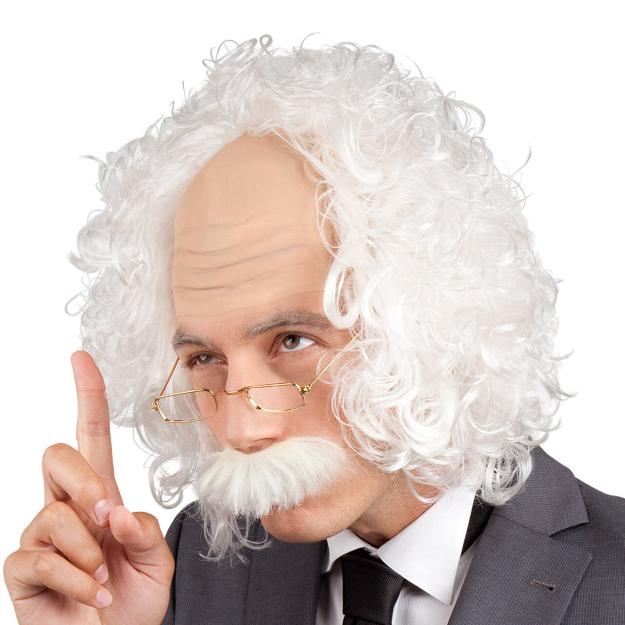 Op deze afbeelding zie je een Accessoires, van het merk Boland. Pruik Slimme Professor Einstein Met Snor En Bril