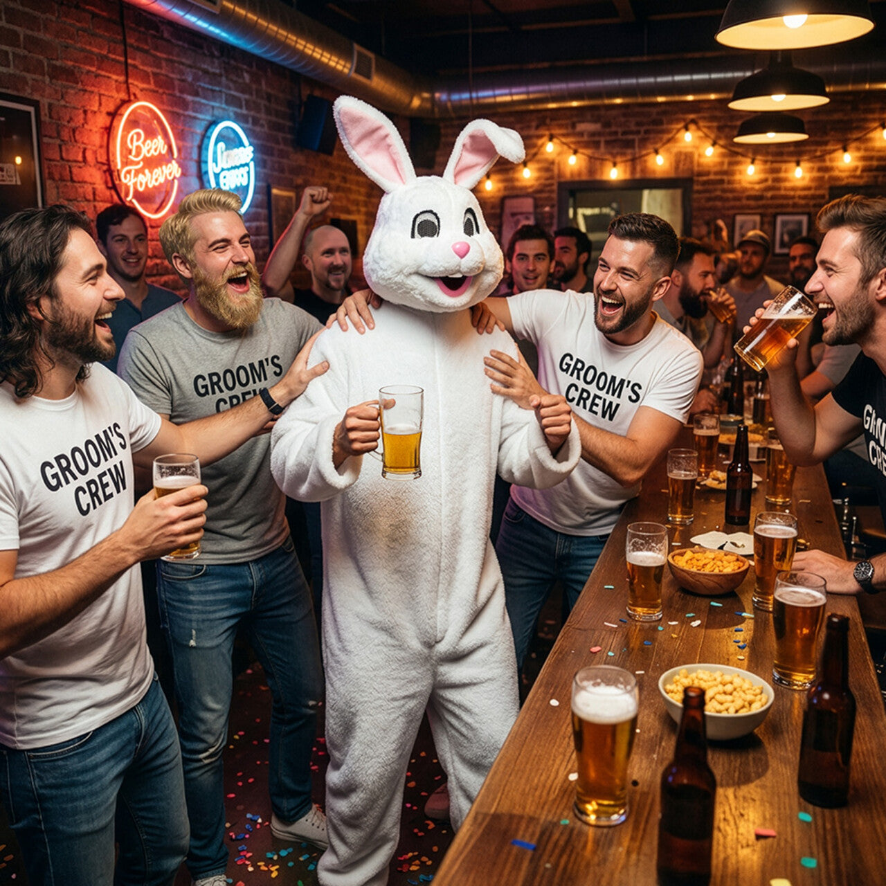 Op deze afbeelding zie je een Kostuums, van het merk Boland. Bouncing White Bunny Kostuum