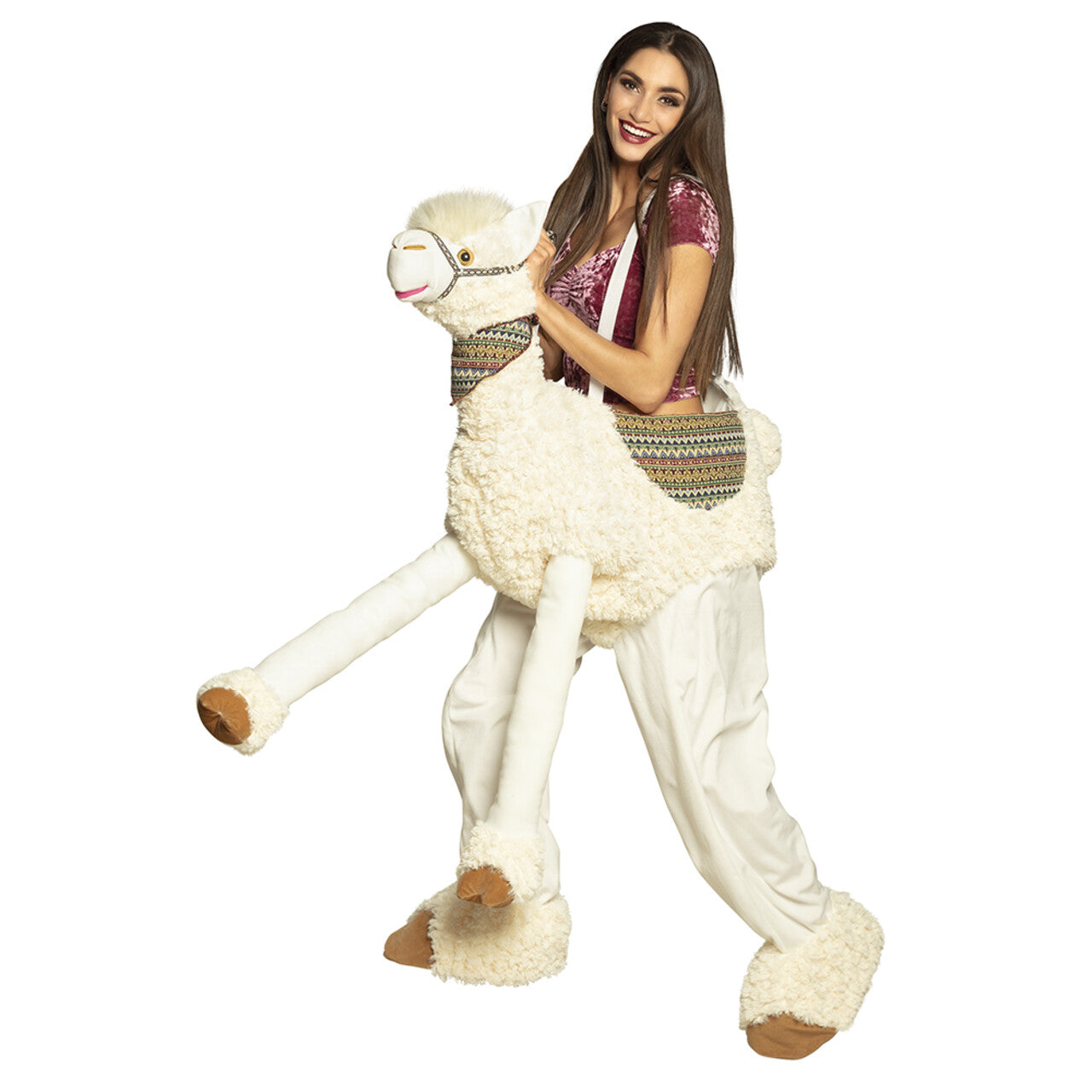 Op deze afbeelding zie je een Kostuums, van het merk Boland. Op De Rug Van Een Alpaca Kostuum