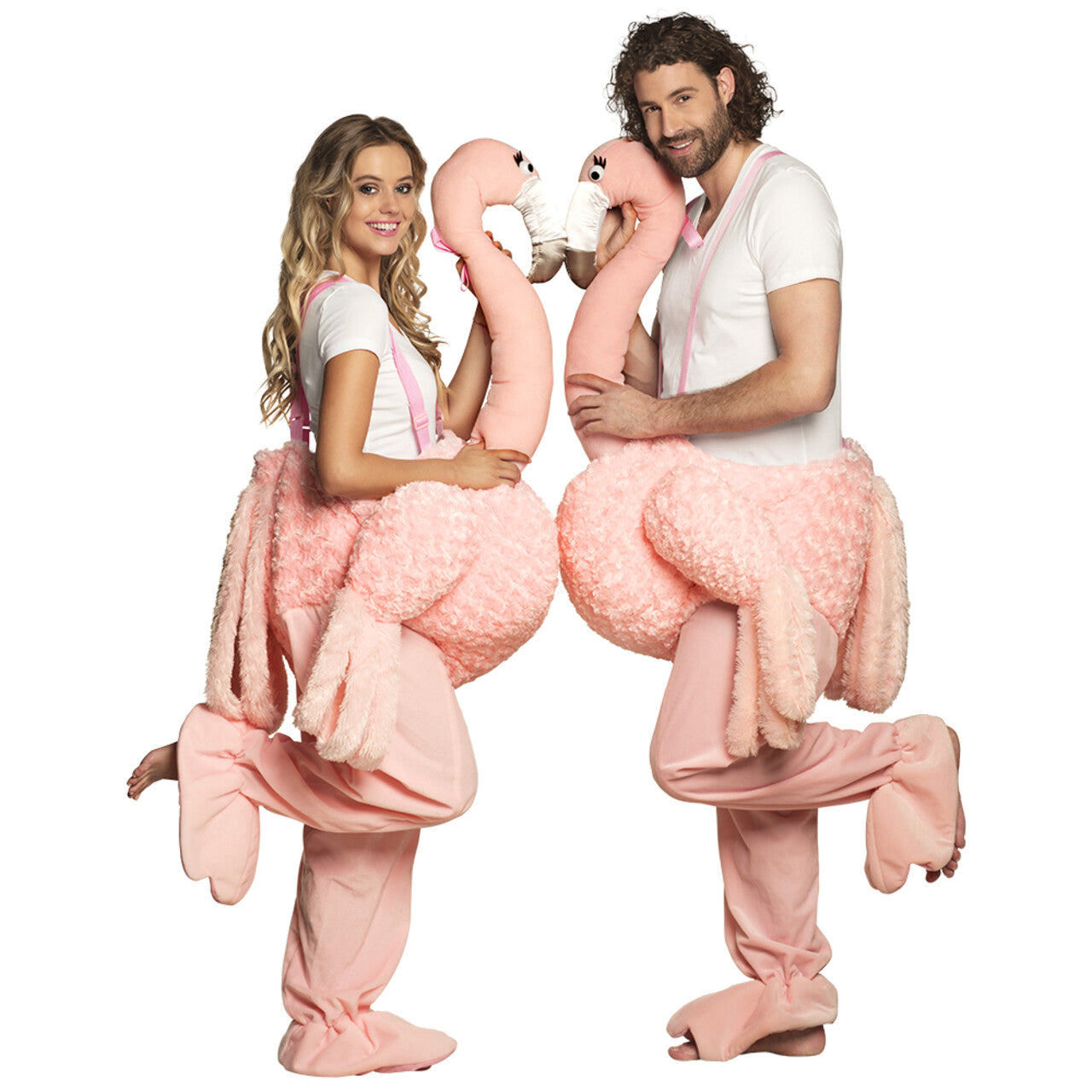 Op deze afbeelding zie je een Kostuums, van het merk Boland. Op De Rug Van Een Zoetroze Flamingo Kostuum