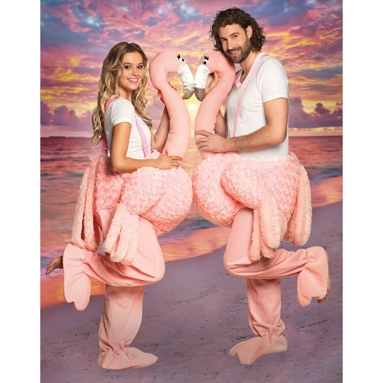 Op deze afbeelding zie je een Kostuums, van het merk Boland. Op De Rug Van Een Zoetroze Flamingo Kostuum