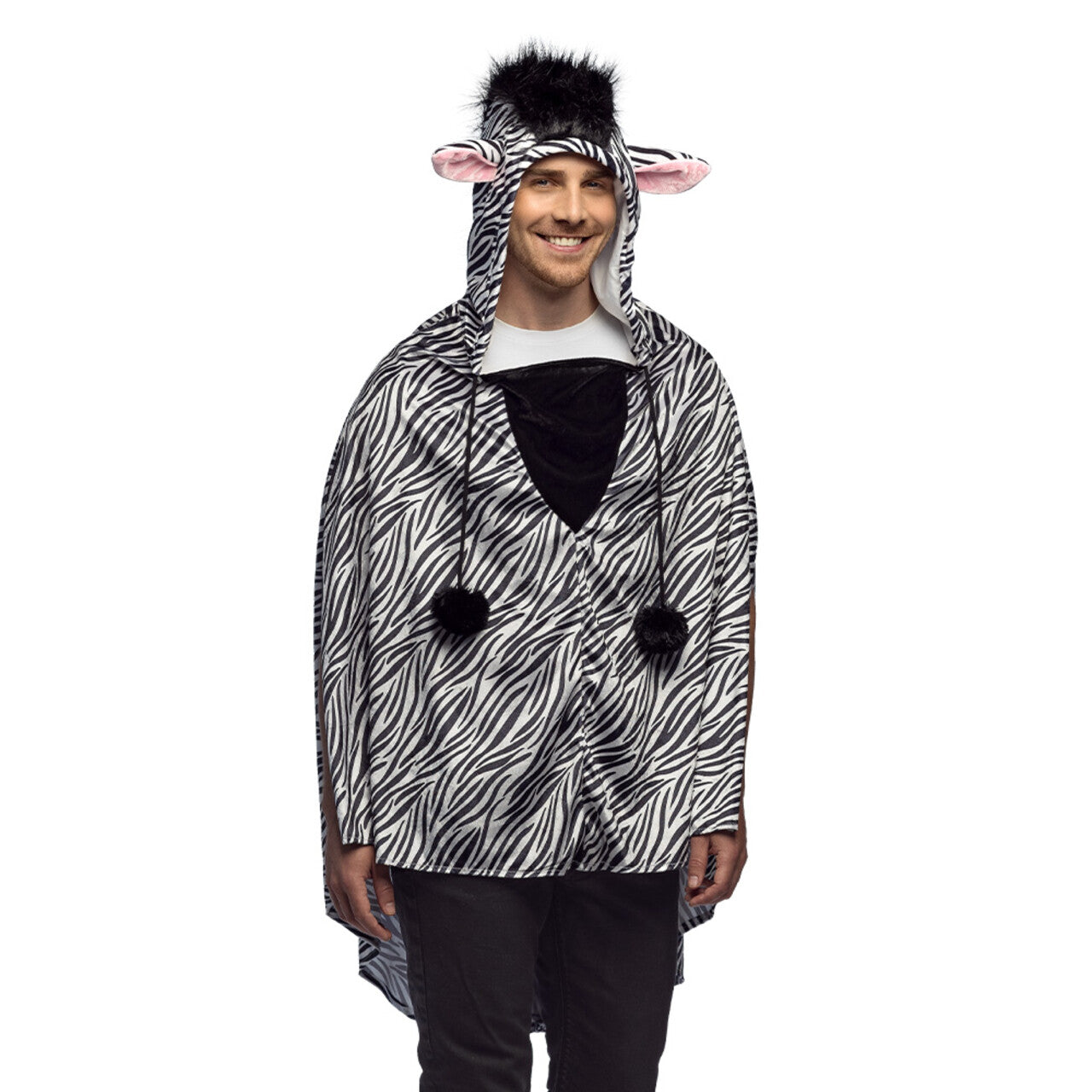 Op deze afbeelding zie je een Kostuums, van het merk Boland. Poncho Zebra Kostuum